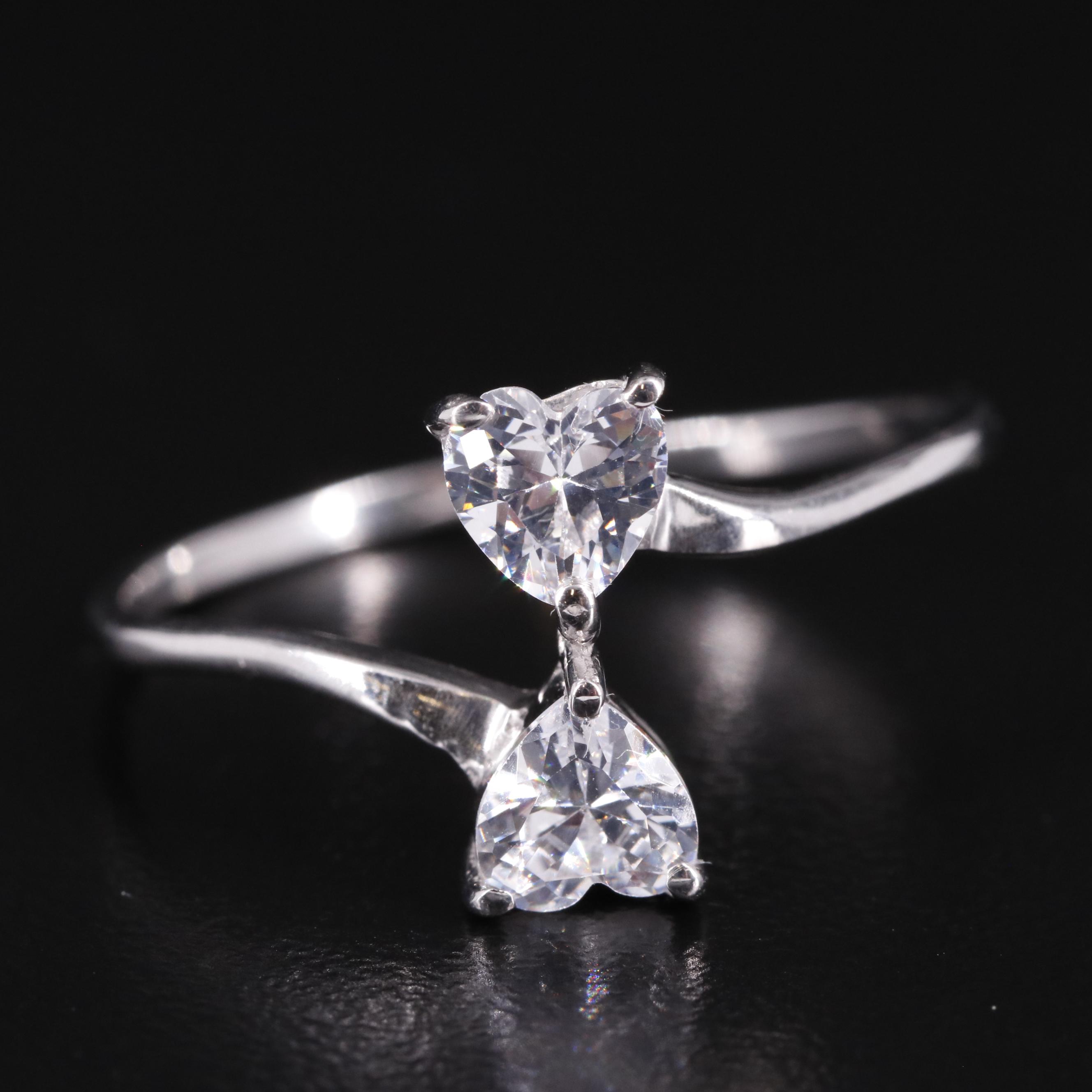 Sterling Cubic Zirconia Two-Stone Bypass Ring
