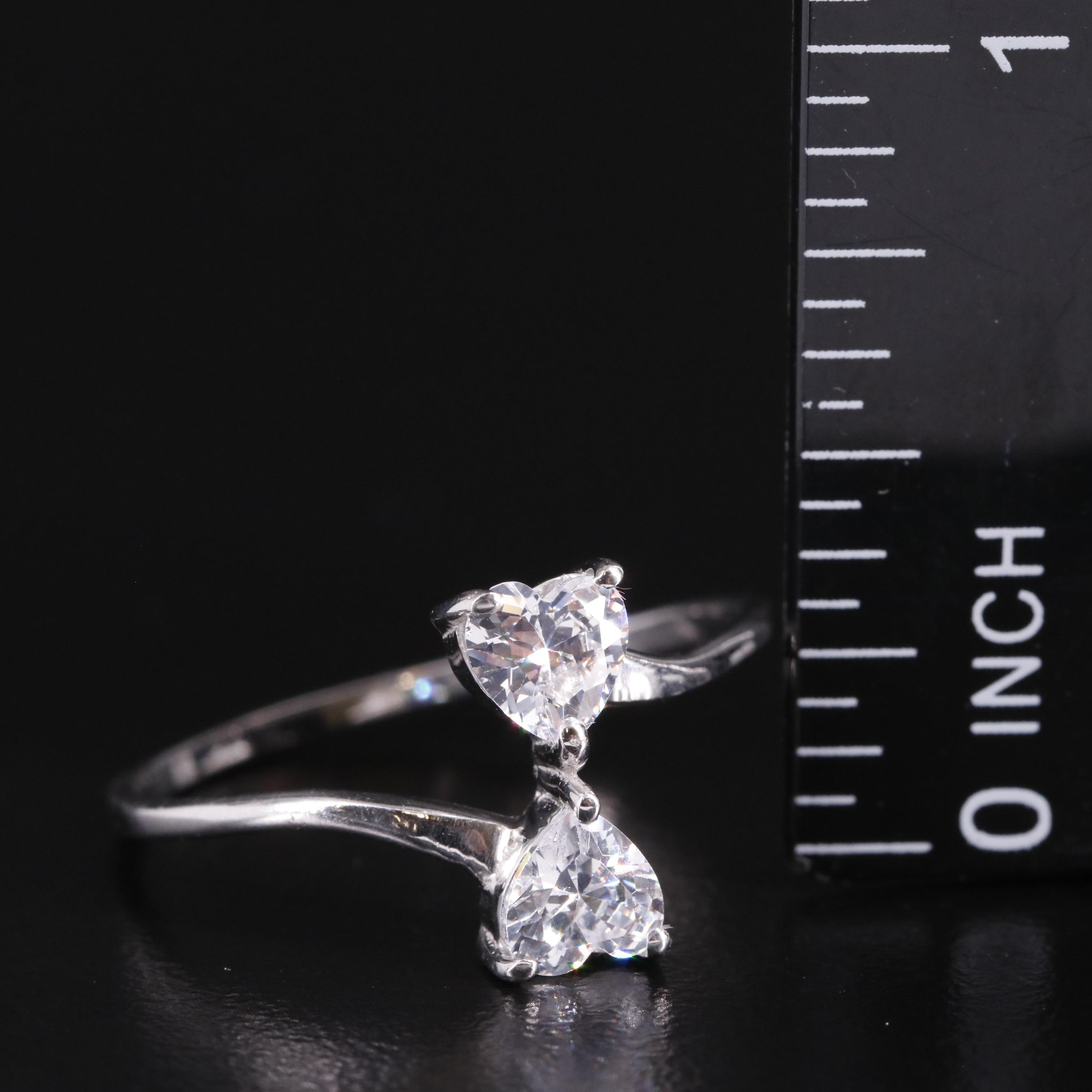 Sterling Cubic Zirconia Two-Stone Bypass Ring