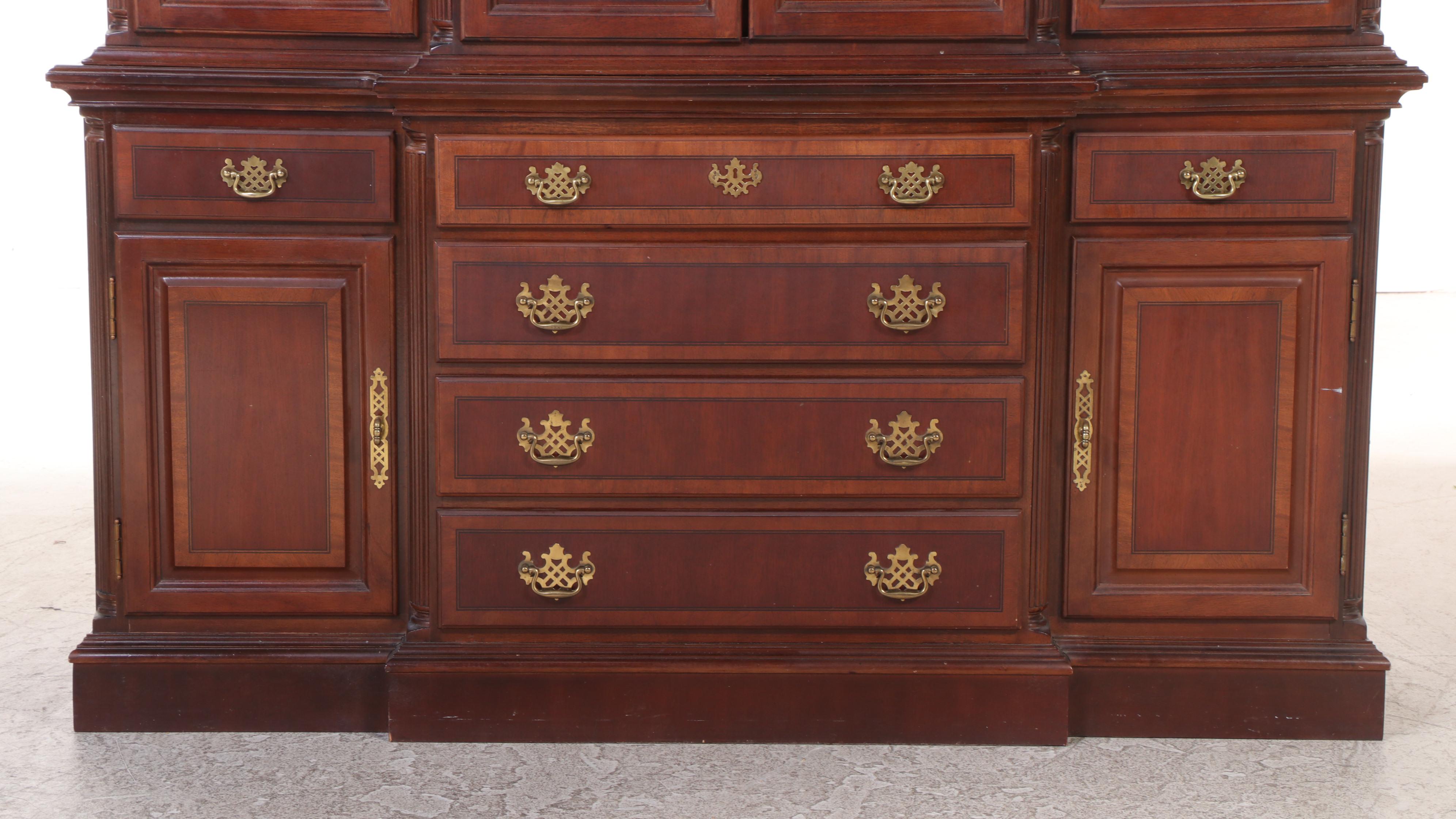 Federal Style Mahogany Breakfront China Cabinet, Late 20th Century