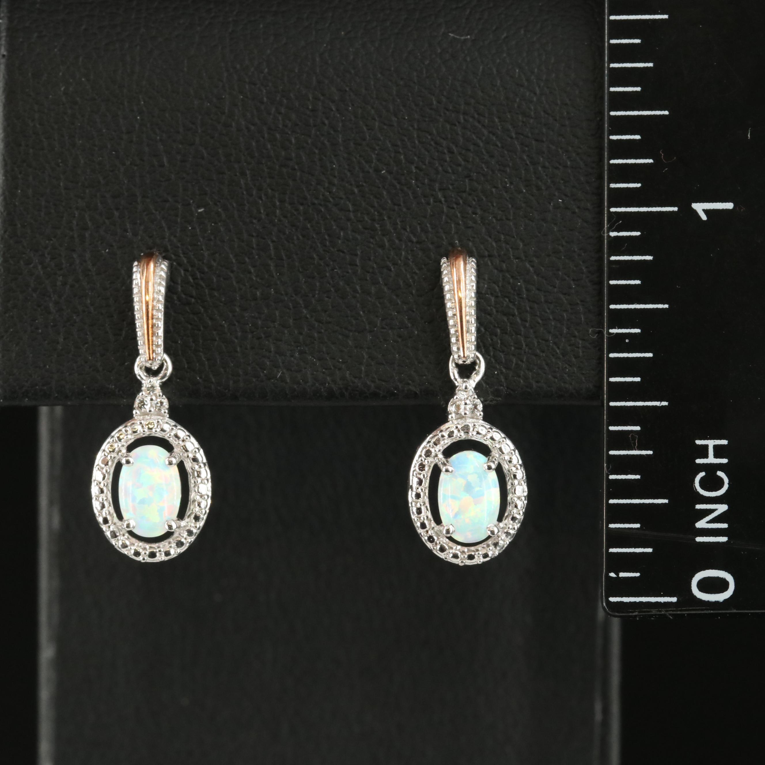 Sterling Opal and Sapphire Earrings