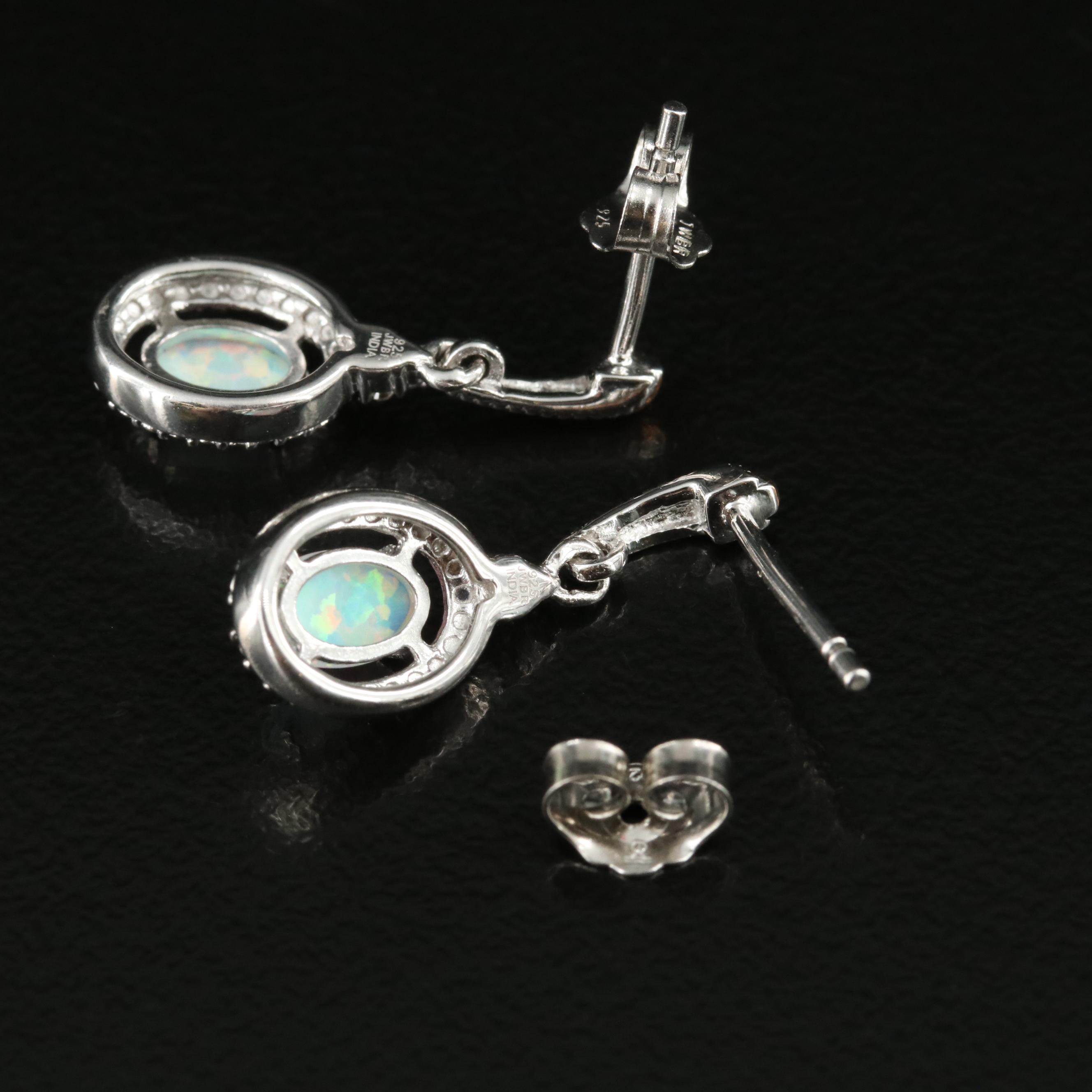 Sterling Opal and Sapphire Earrings