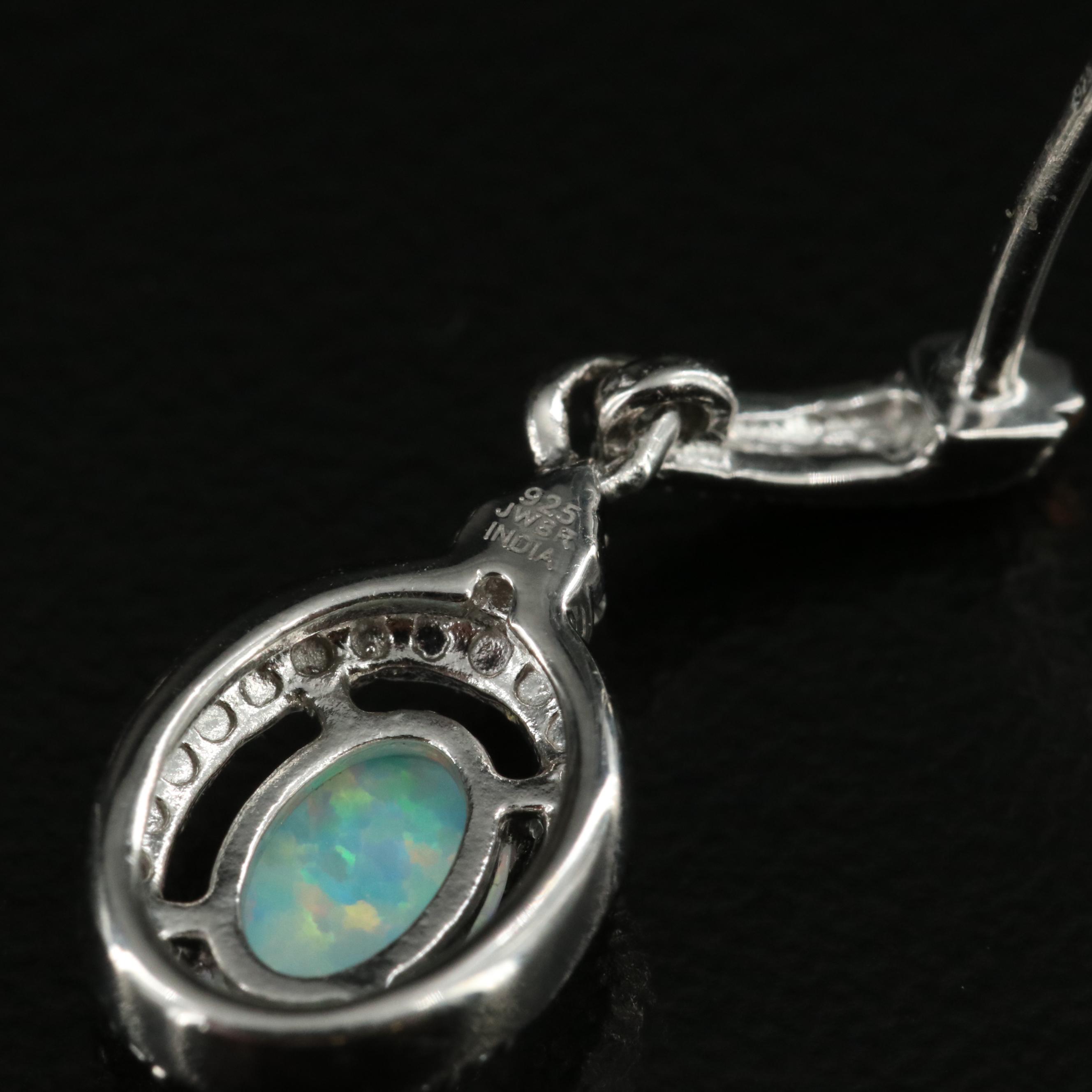 Sterling Opal and Sapphire Earrings