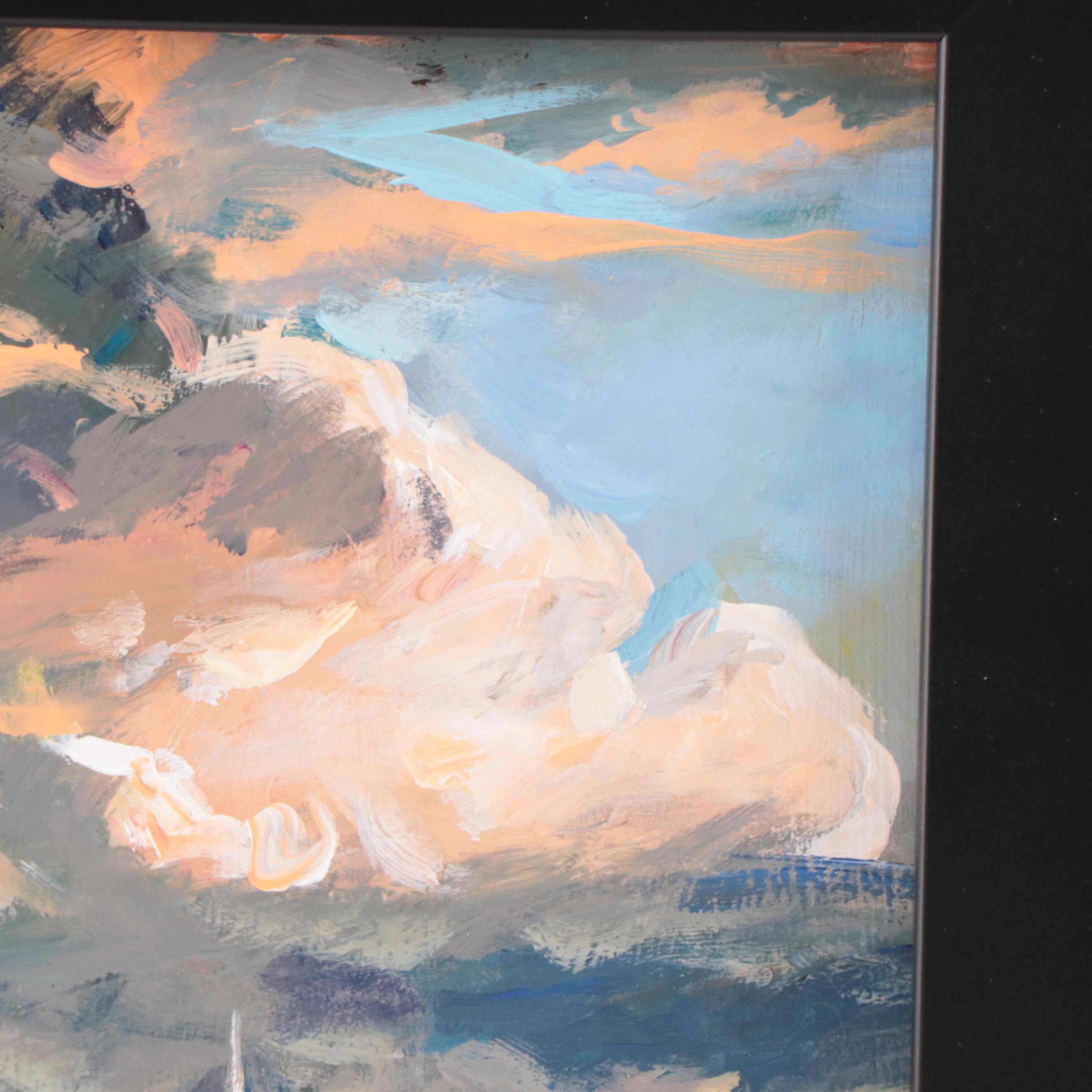 Agnes Rey Oil Painting "Sailboat," 21st Century