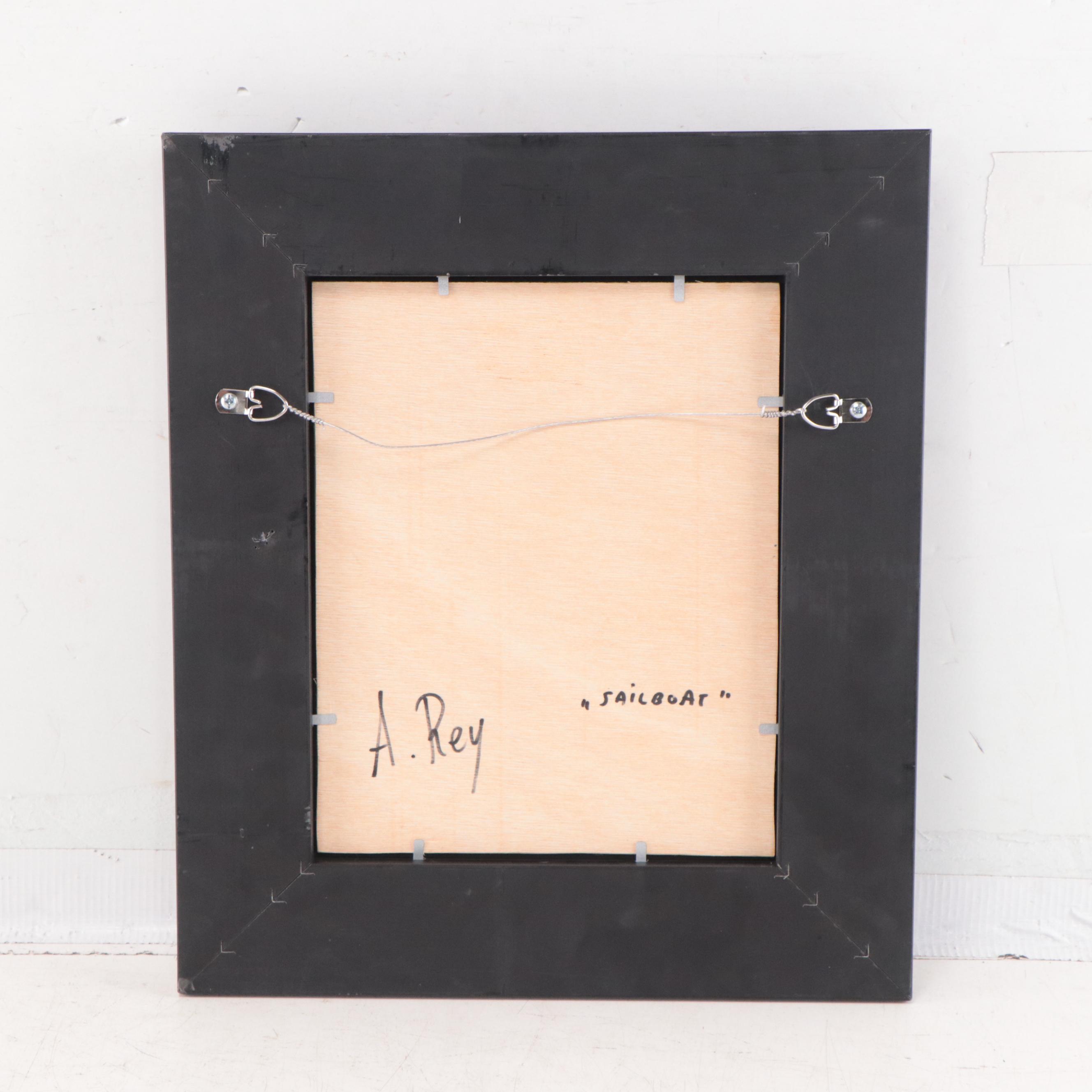 Agnes Rey Oil Painting "Sailboat," 21st Century