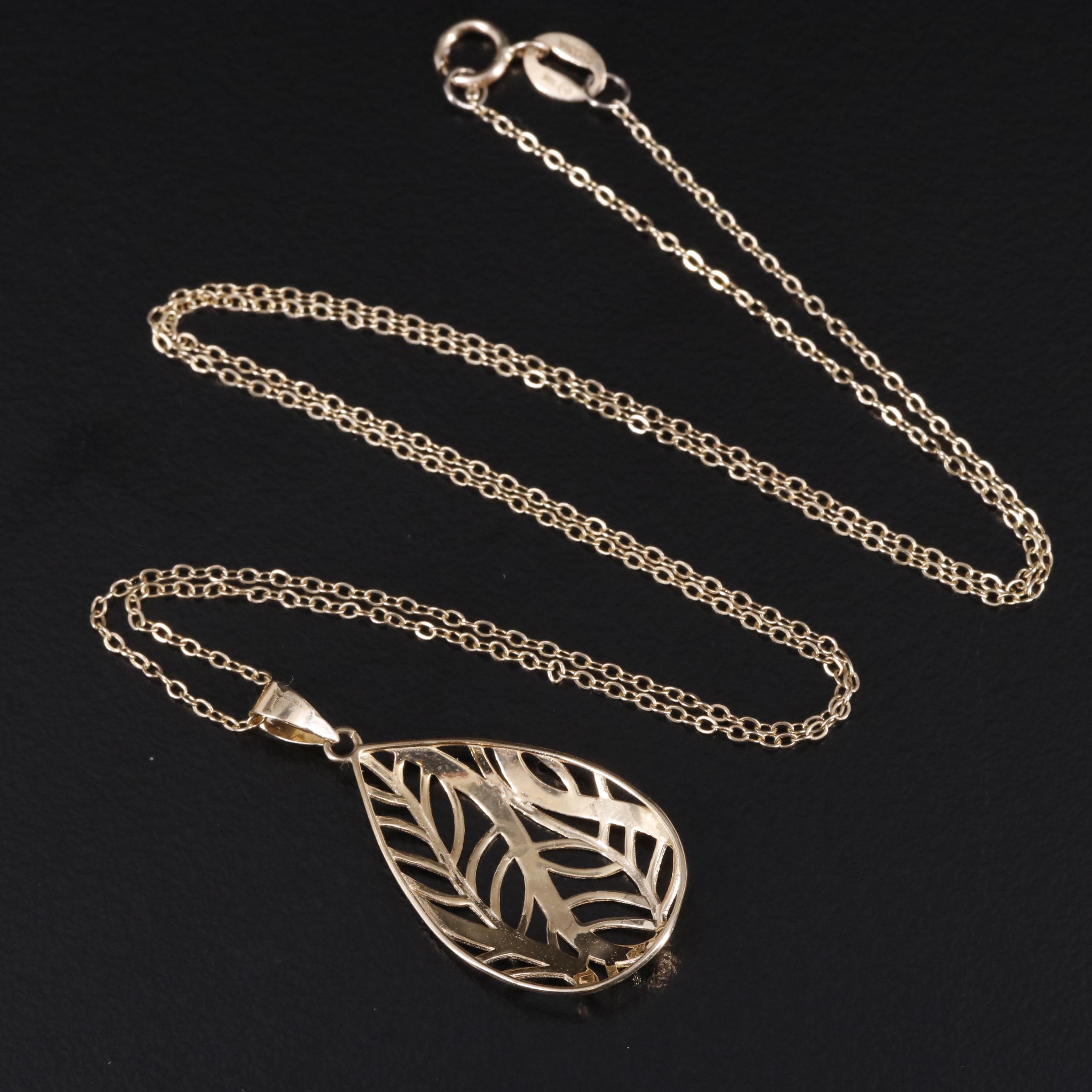 10K Teardrop Pendant Necklace