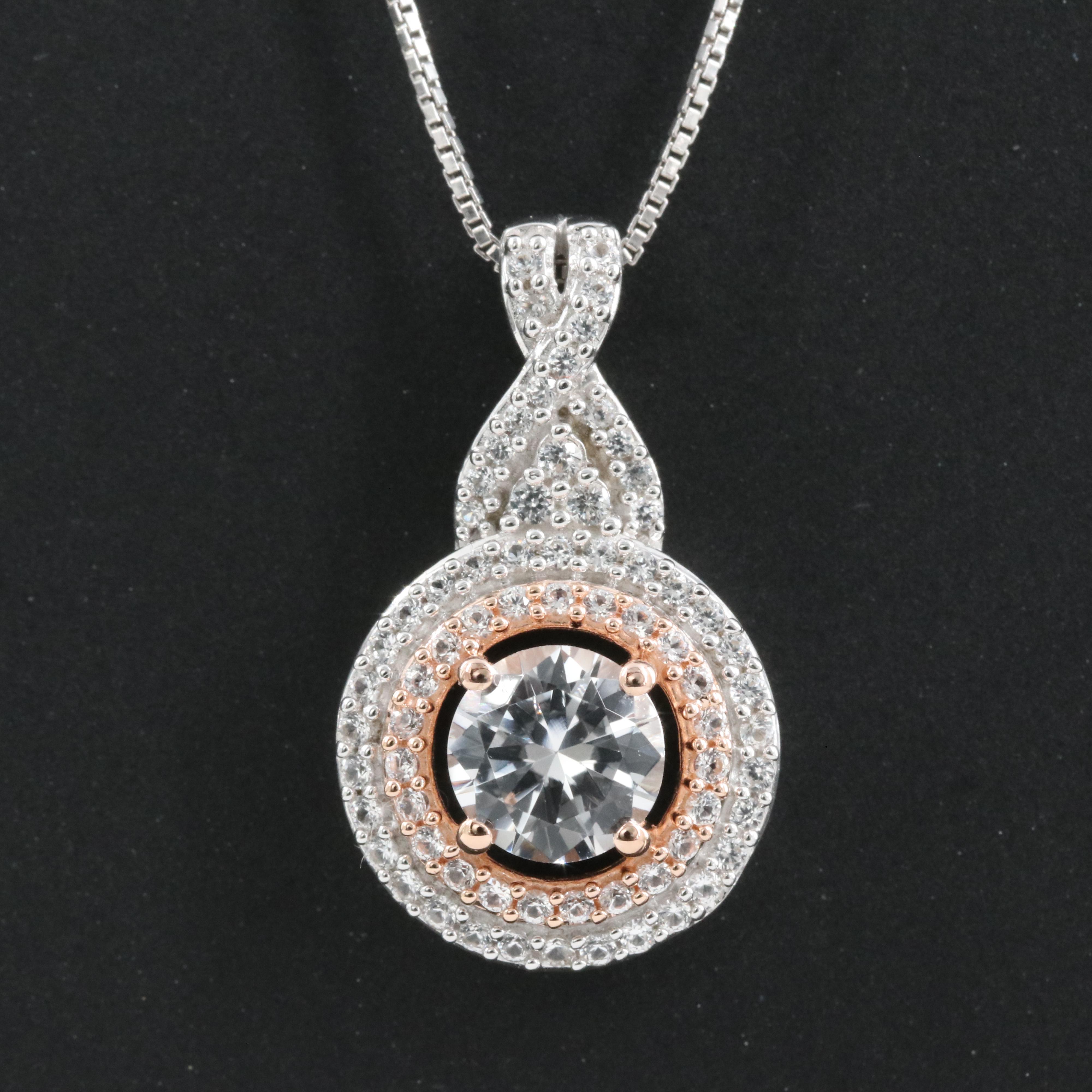 Sterling Sapphire Pendant Necklace