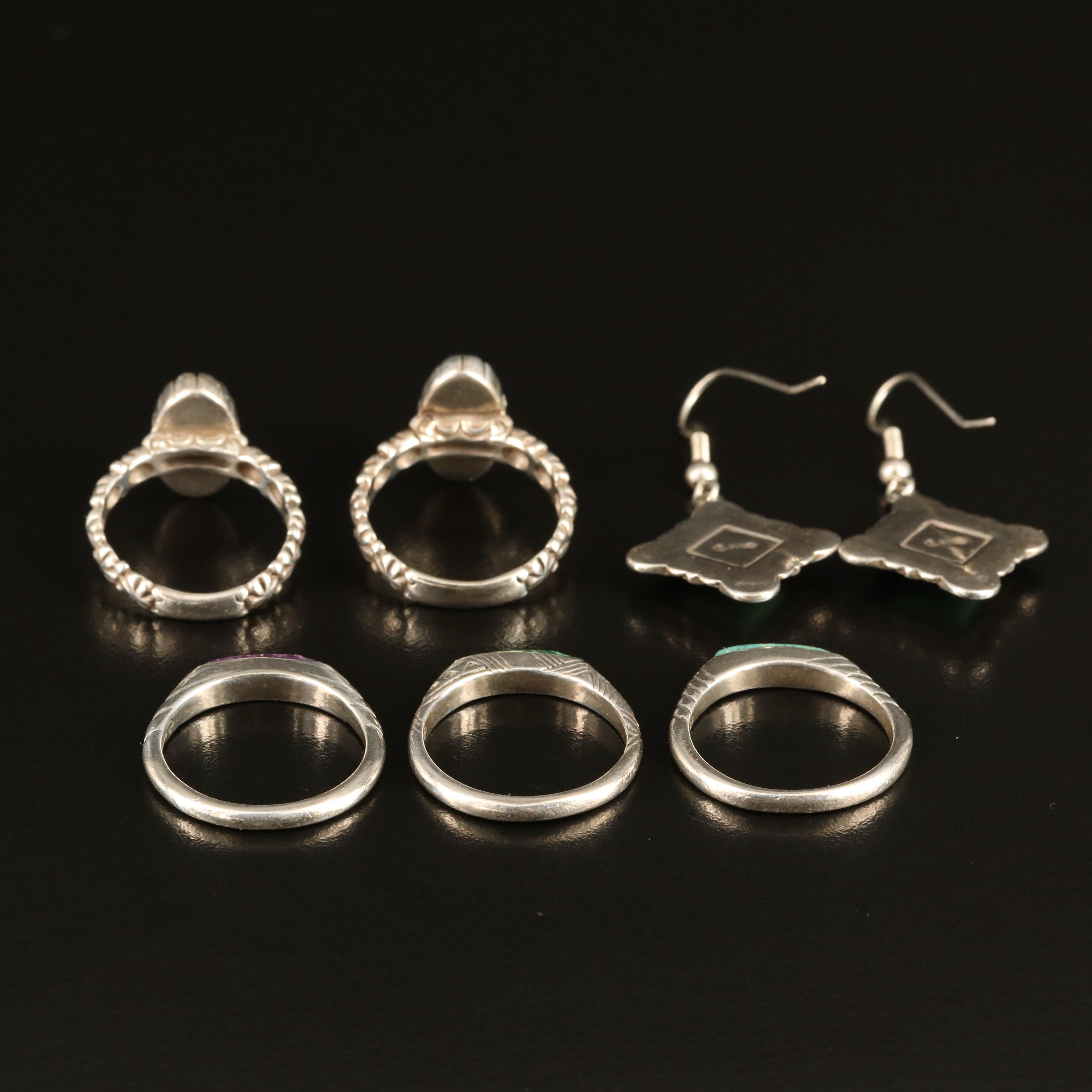 Relios Sterling Turquoise, Malachite and Sodalite Rings and Earrings