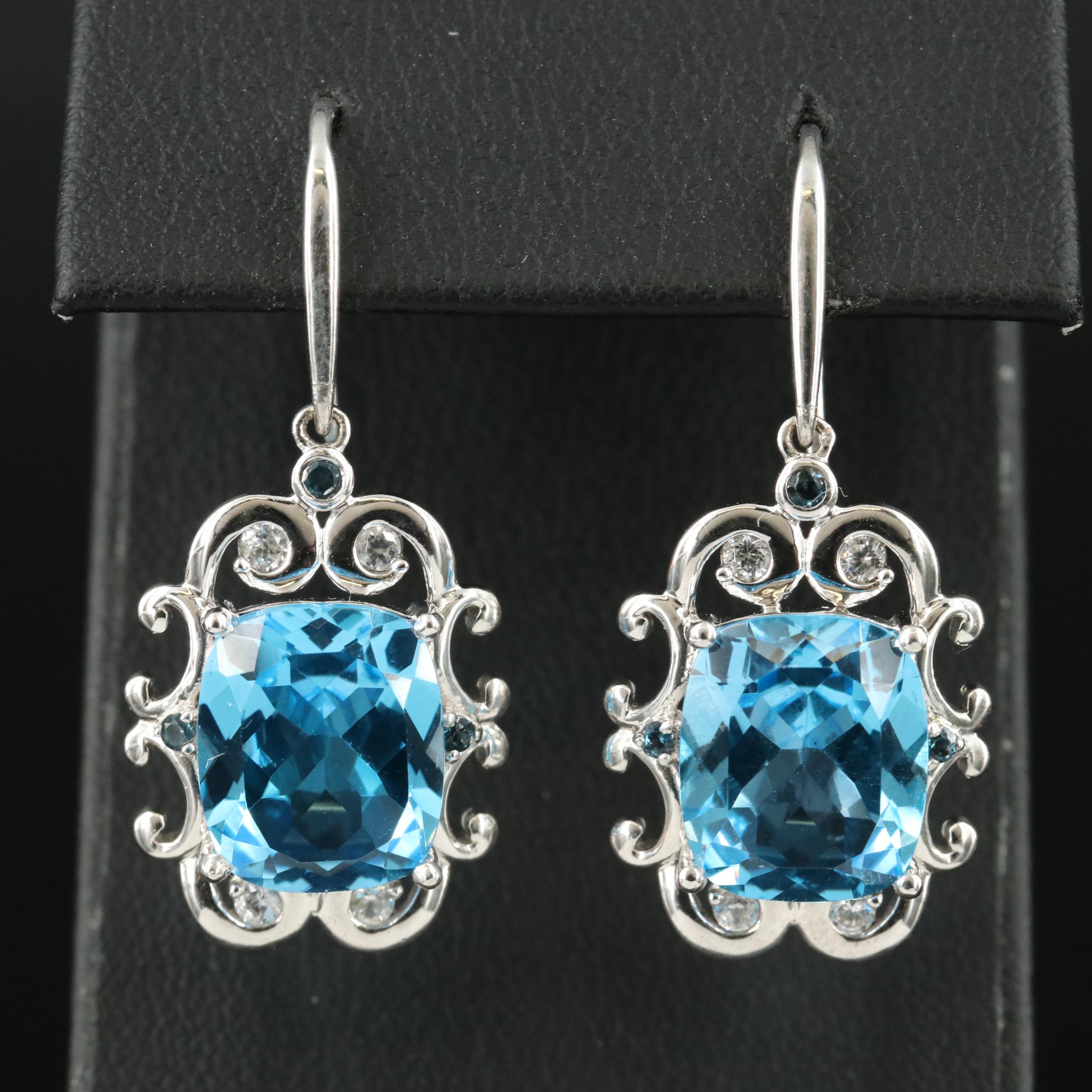 Sterling Topaz and Zircon Earrings