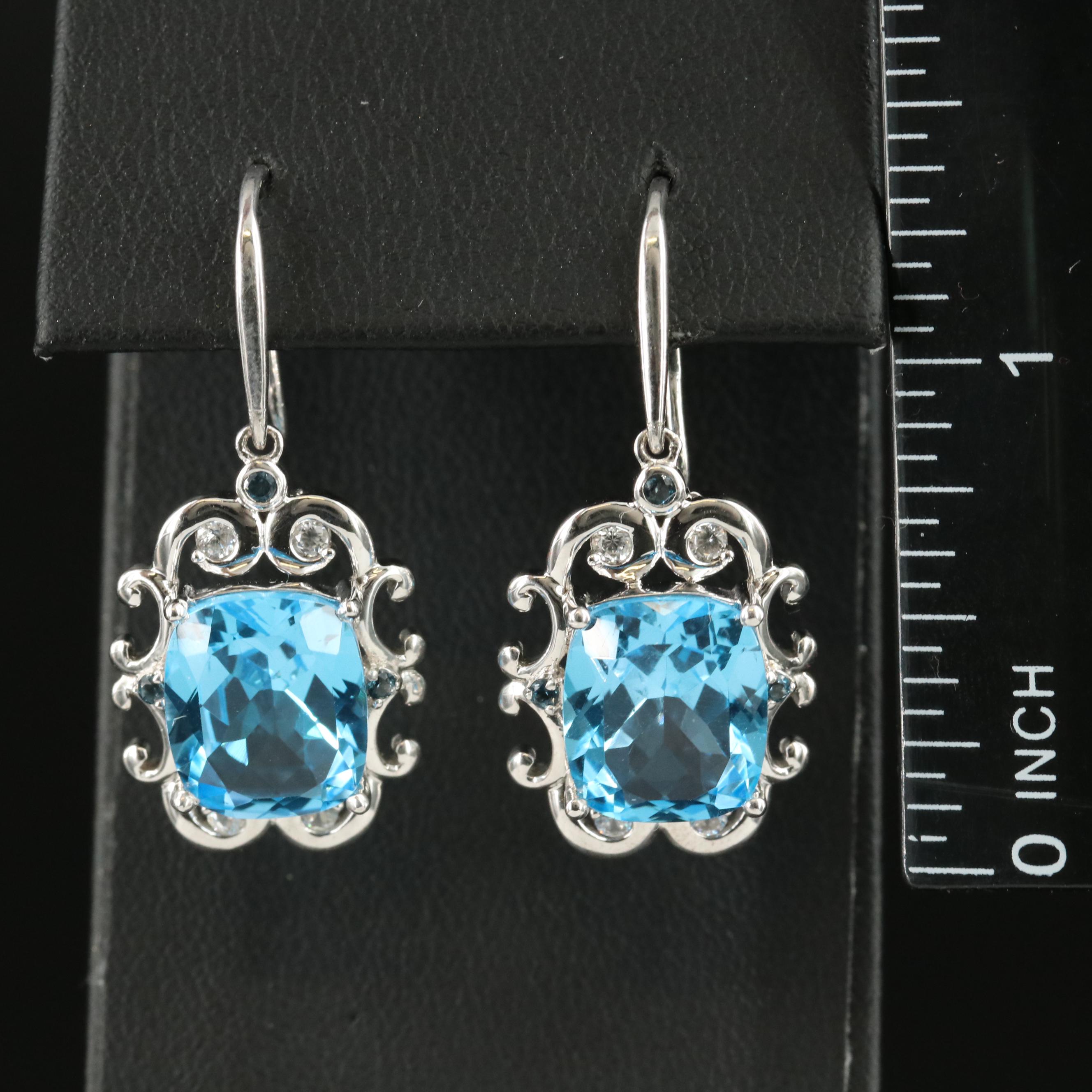 Sterling Topaz and Zircon Earrings