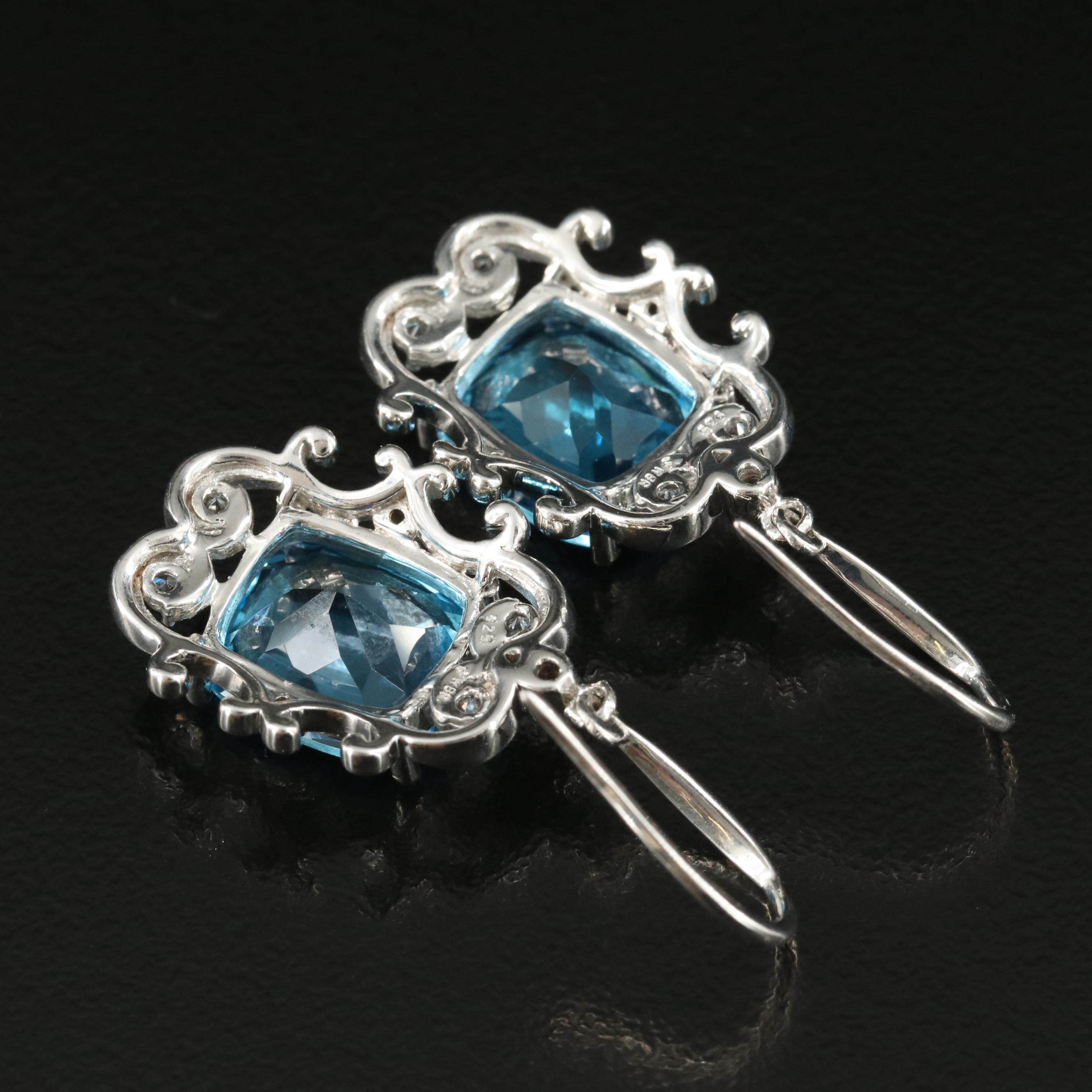 Sterling Topaz and Zircon Earrings