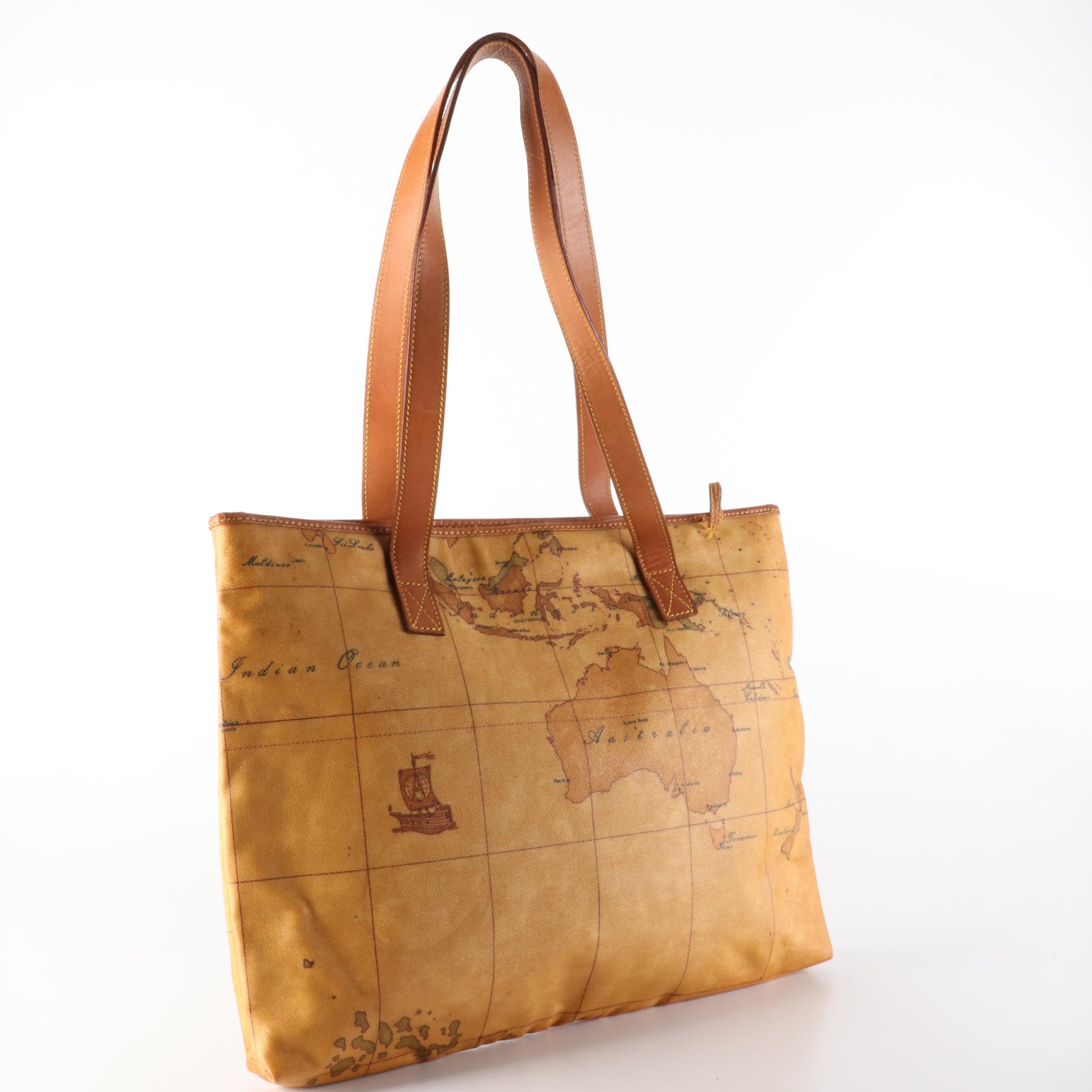 Alviero Martini Prima Classe Geo Classic Tote in Coated Canvas and Leather