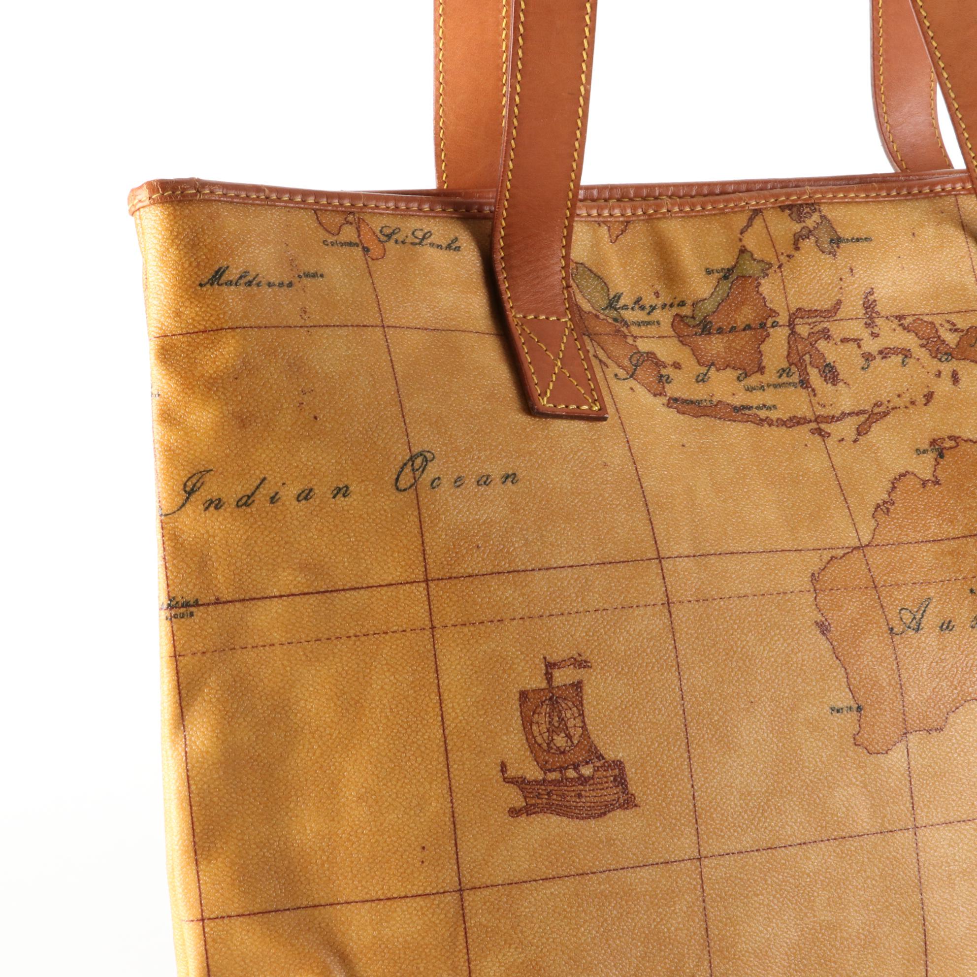 Alviero Martini Prima Classe Geo Classic Tote in Coated Canvas and Leather
