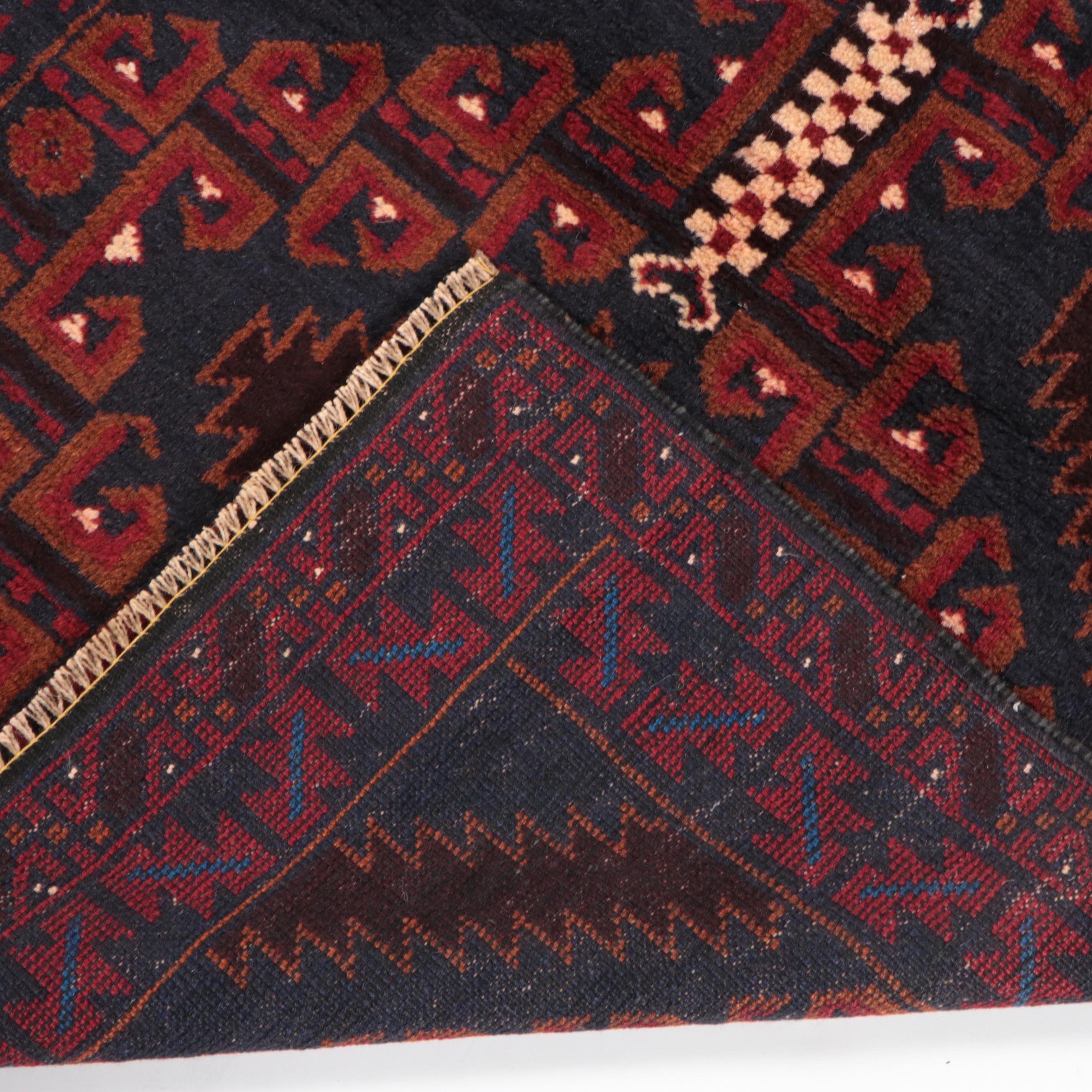 2'9 x 4'5 Hand-Knotted Afghan Baluch Accent Rug