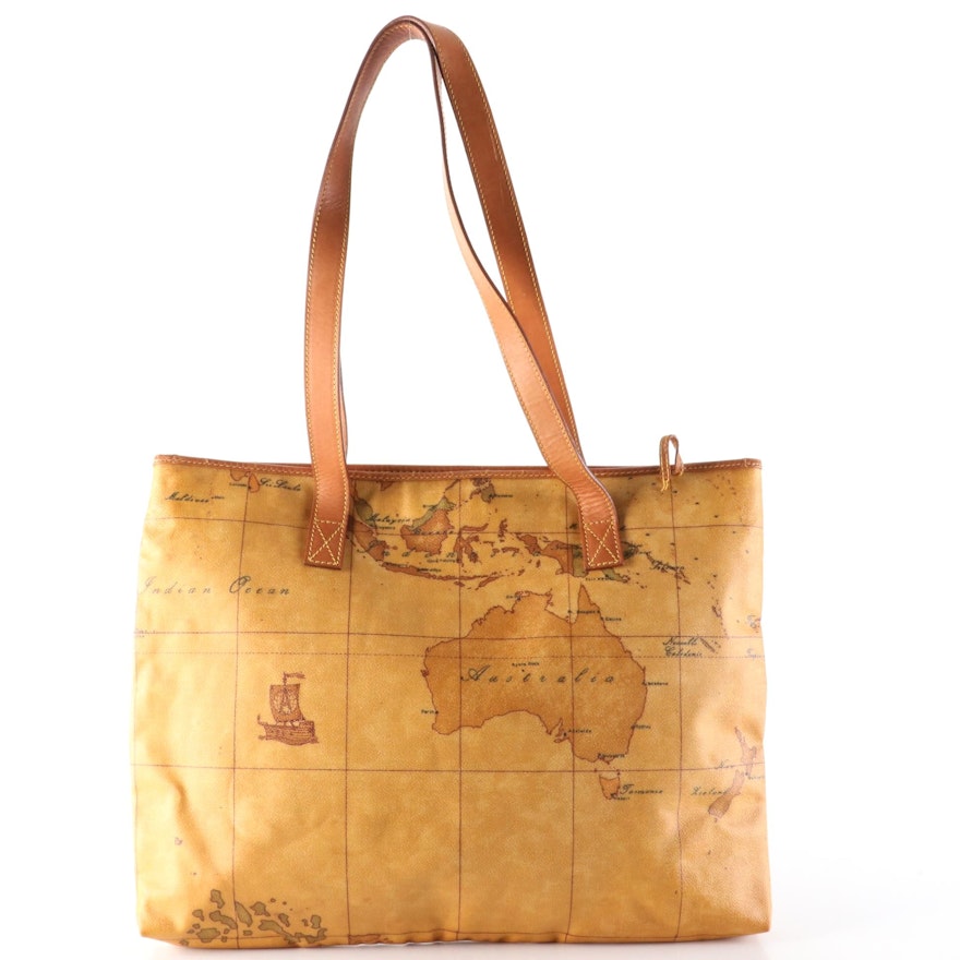 Alviero Martini Prima Classe Geo Classic Tote in Coated Canvas and Leather