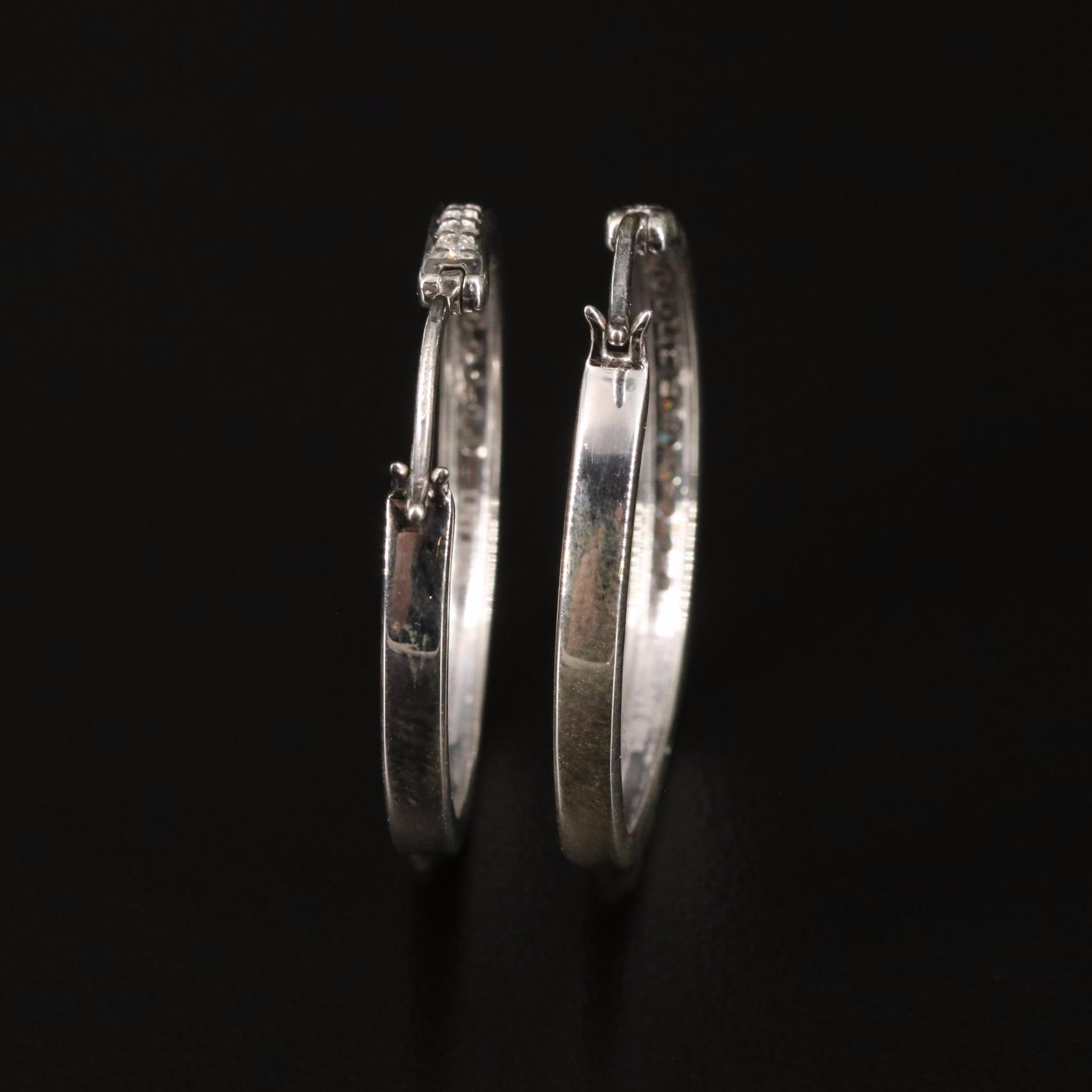 Sterling Diamond Hoop Earrings