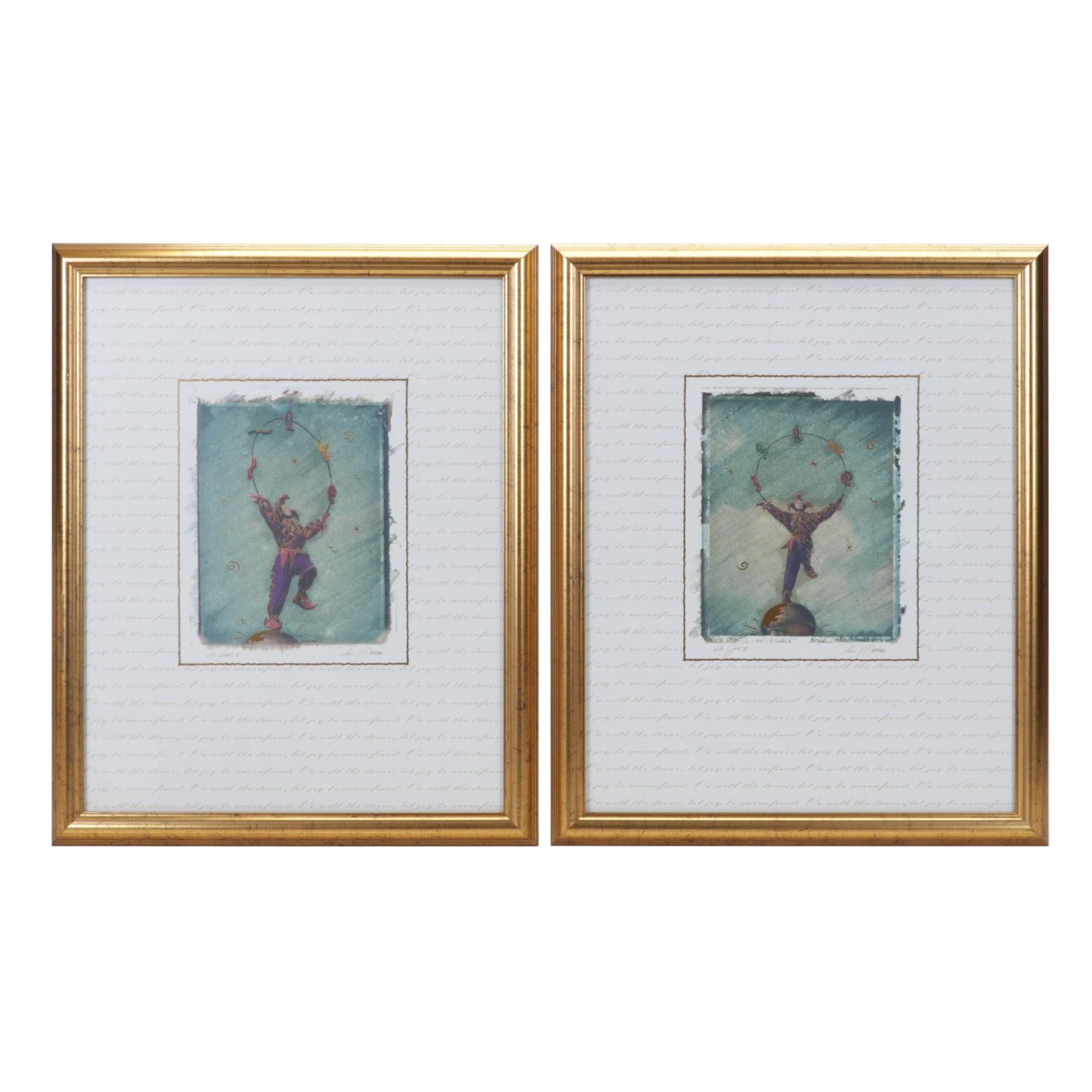 Terri Dusseau Embossed Offset Lithographs "In Jest I & II," 21st Century