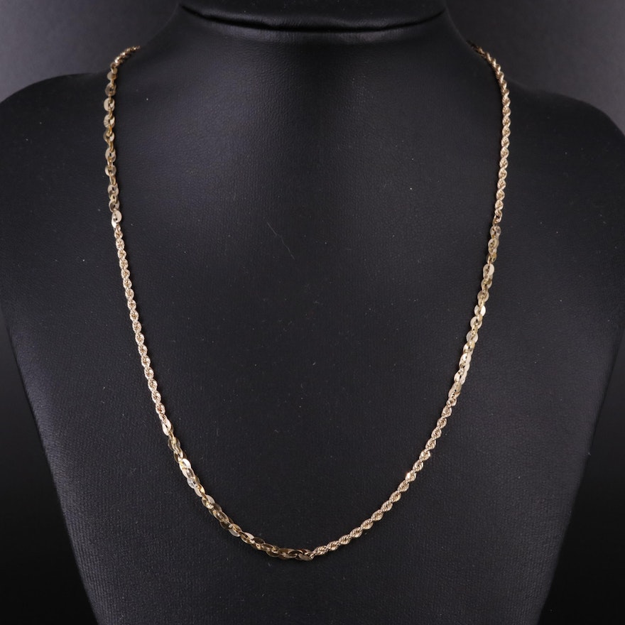 10K Sparkle and Rope Chain Necklace