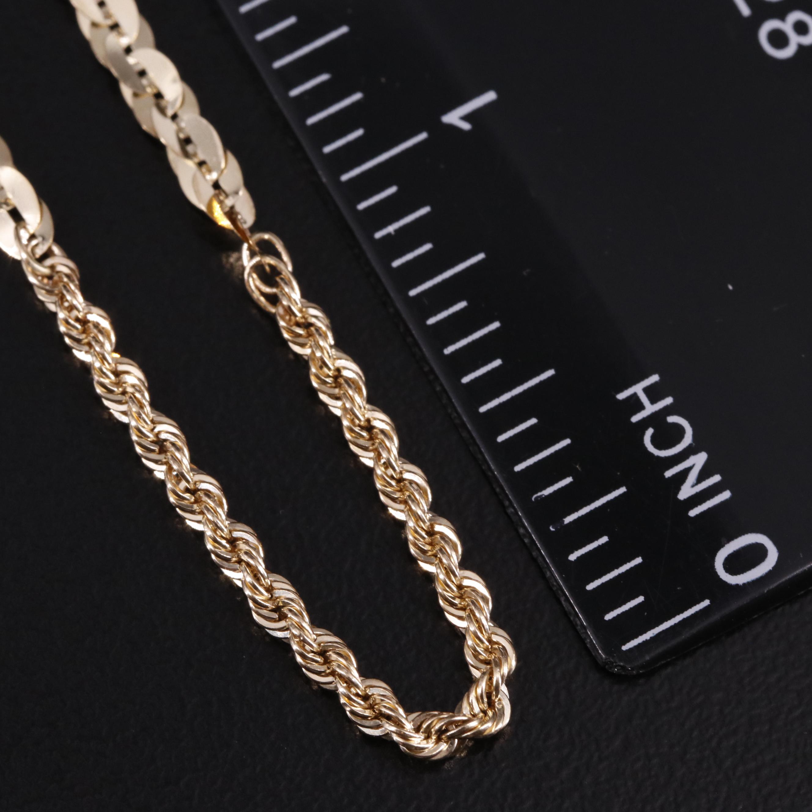 10K Sparkle and Rope Chain Necklace