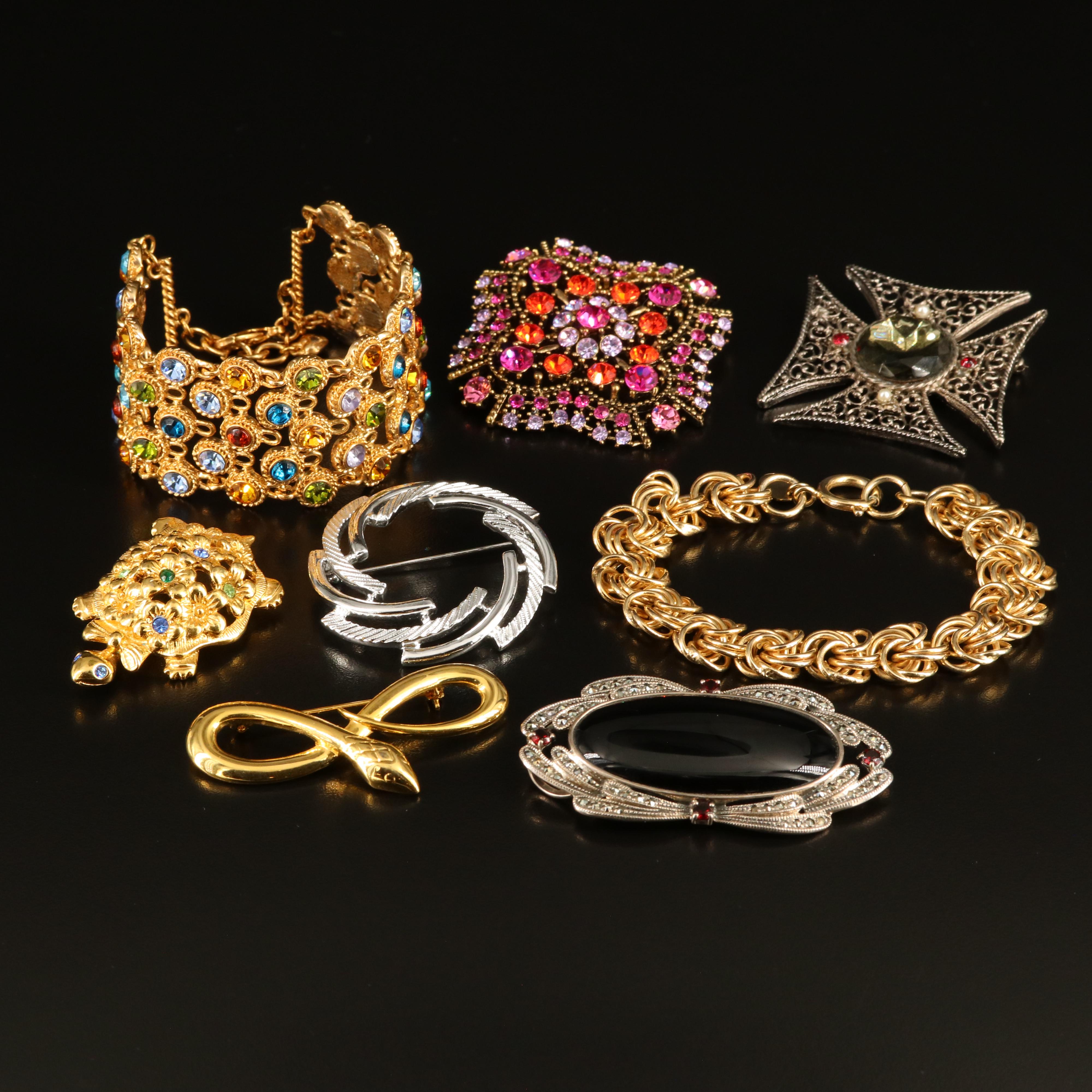 Sterling Black Onyx Brooch Featured in Jewelry Collection