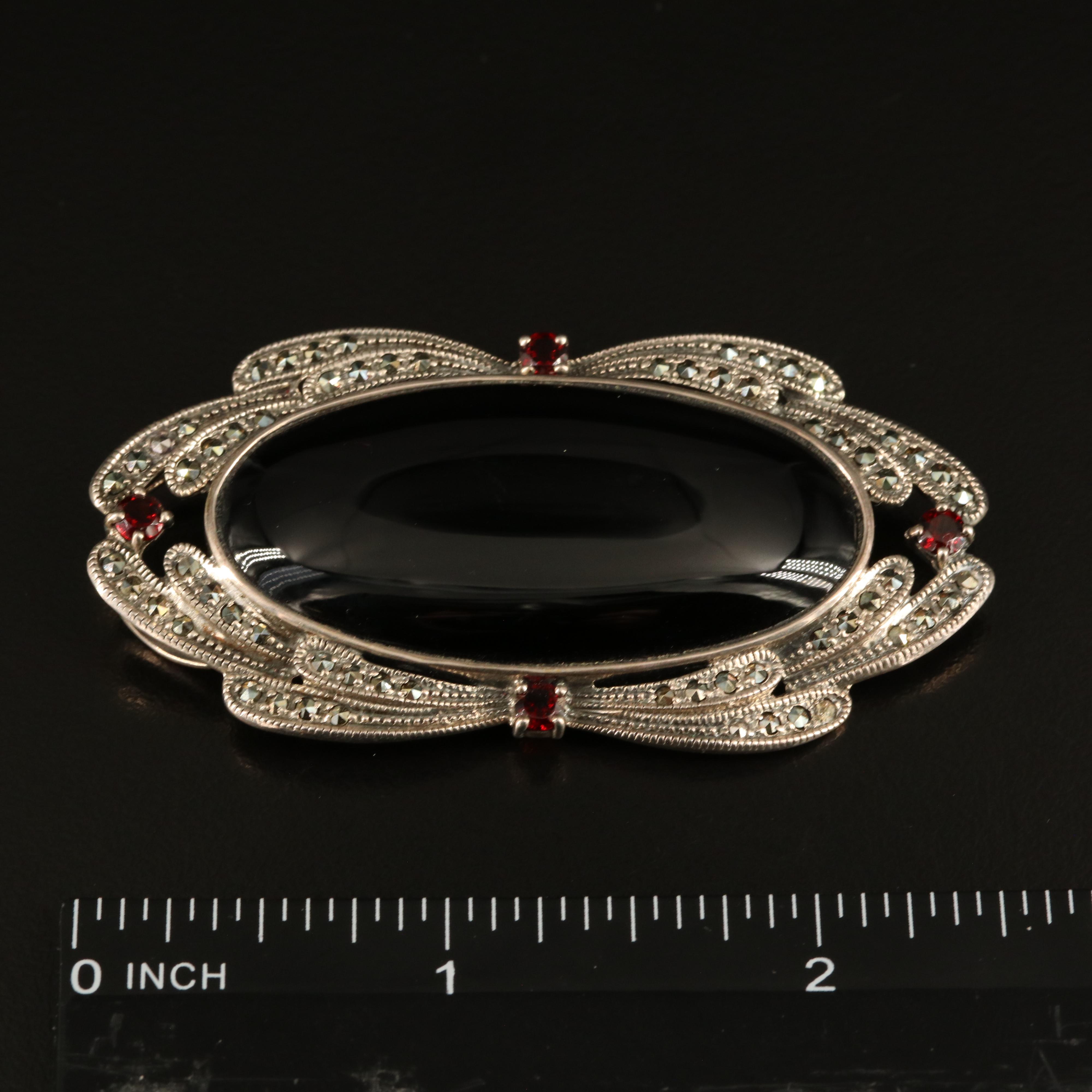 Sterling Black Onyx Brooch Featured in Jewelry Collection