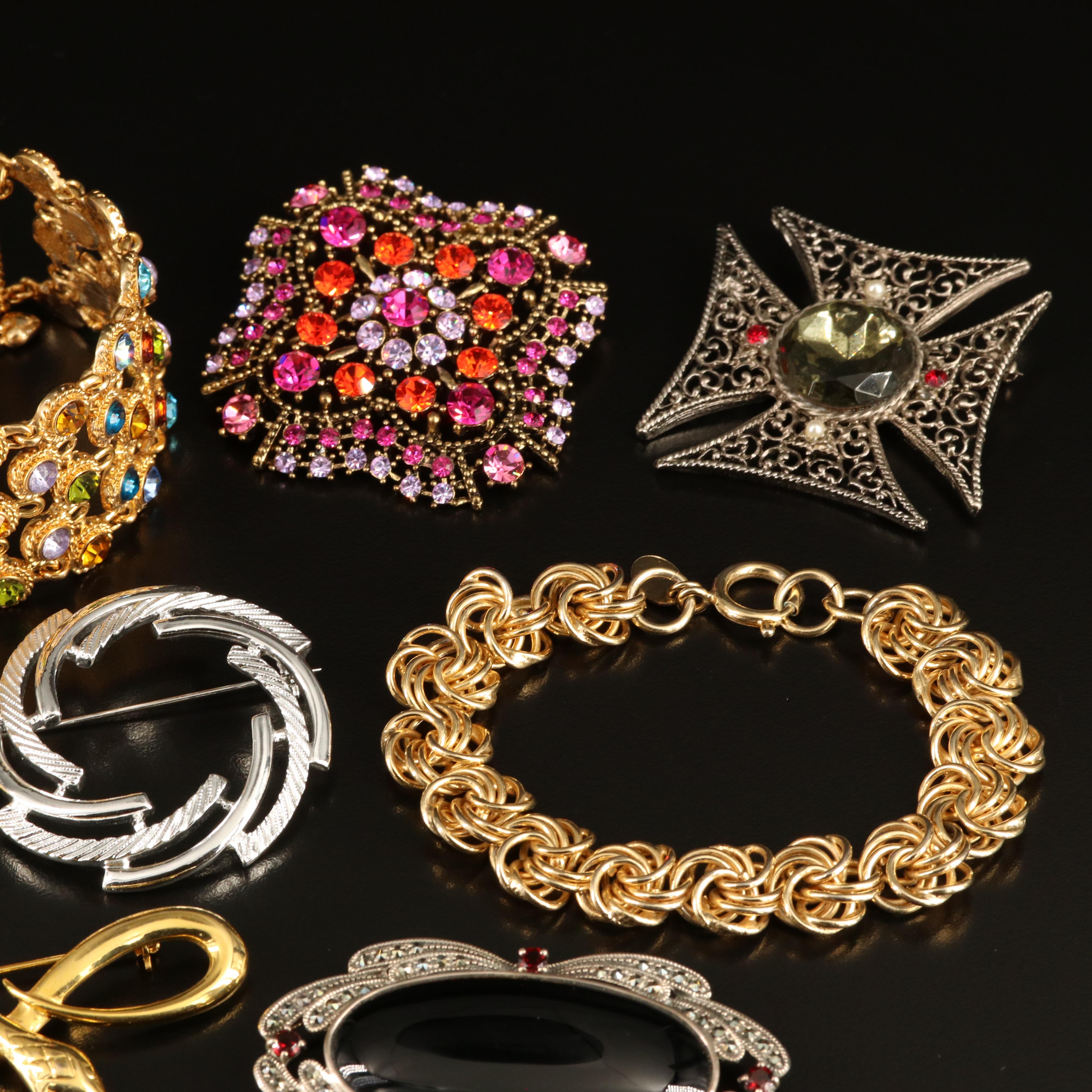 Sterling Black Onyx Brooch Featured in Jewelry Collection