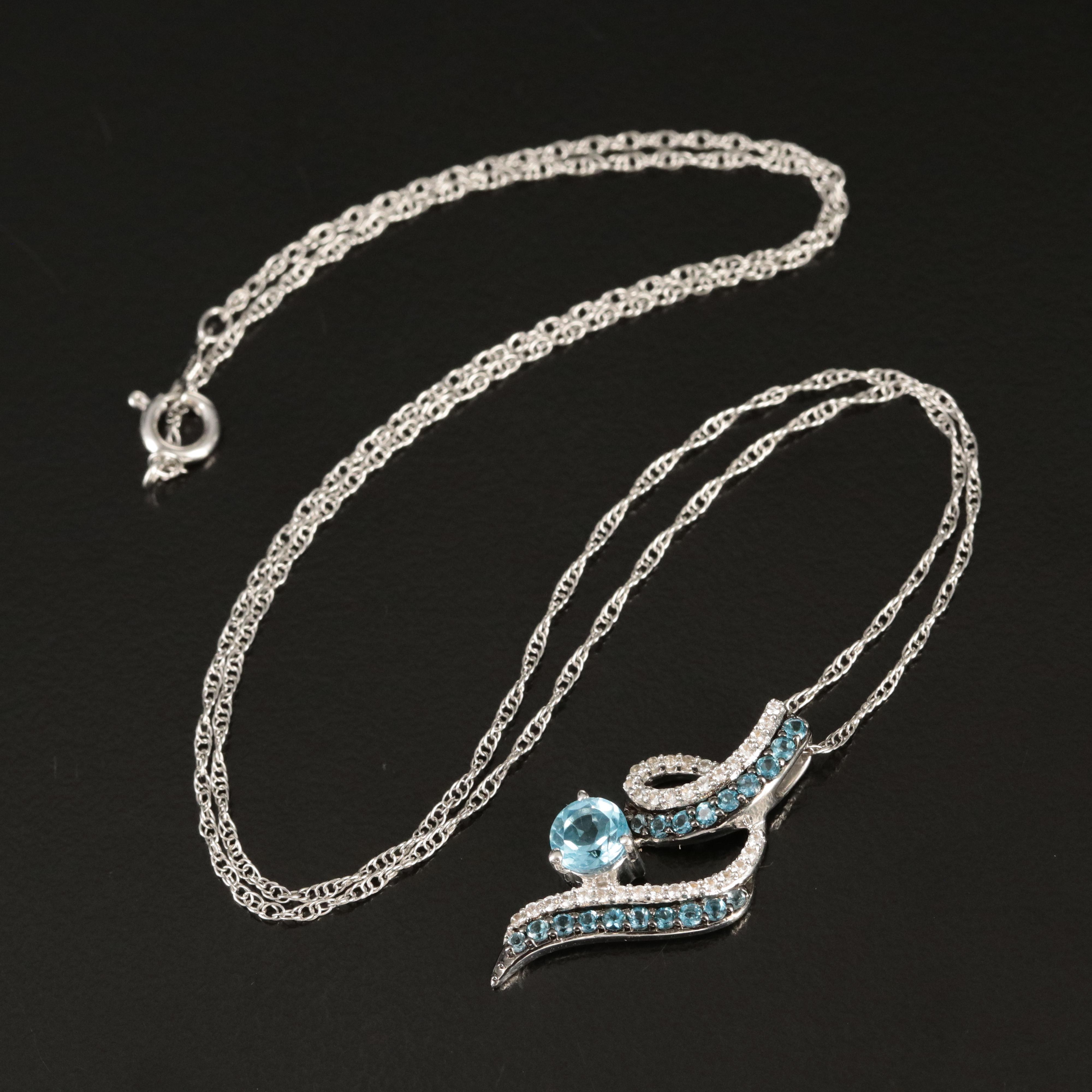Sterling Topaz and White Topaz Necklace