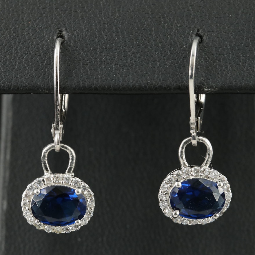 Sterling Glass and Cubic Zirconia Earrings