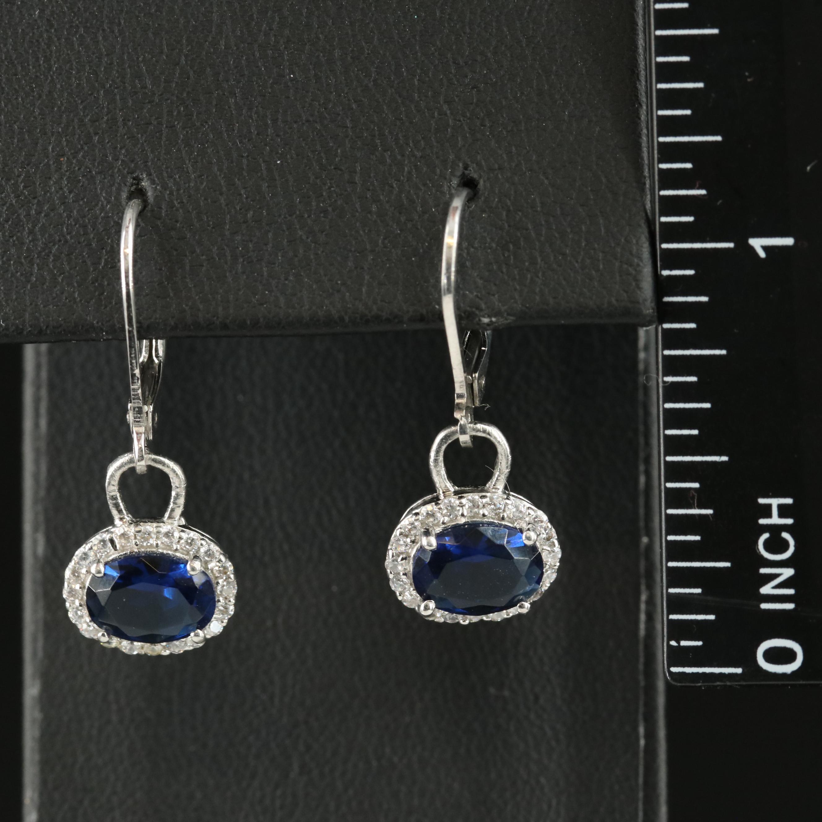 Sterling Glass and Cubic Zirconia Earrings