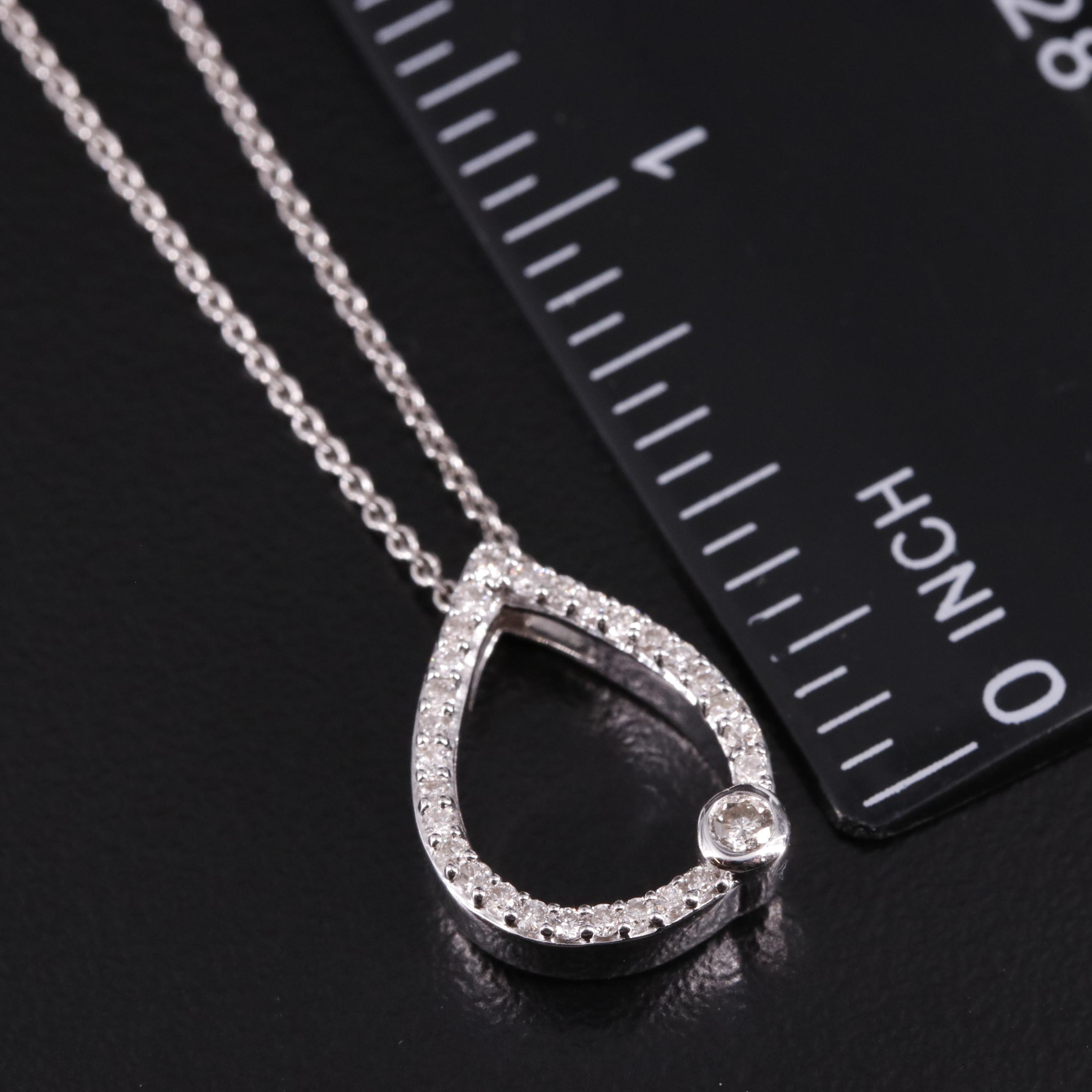 Sterling Diamond Teardrop Pendant Necklace