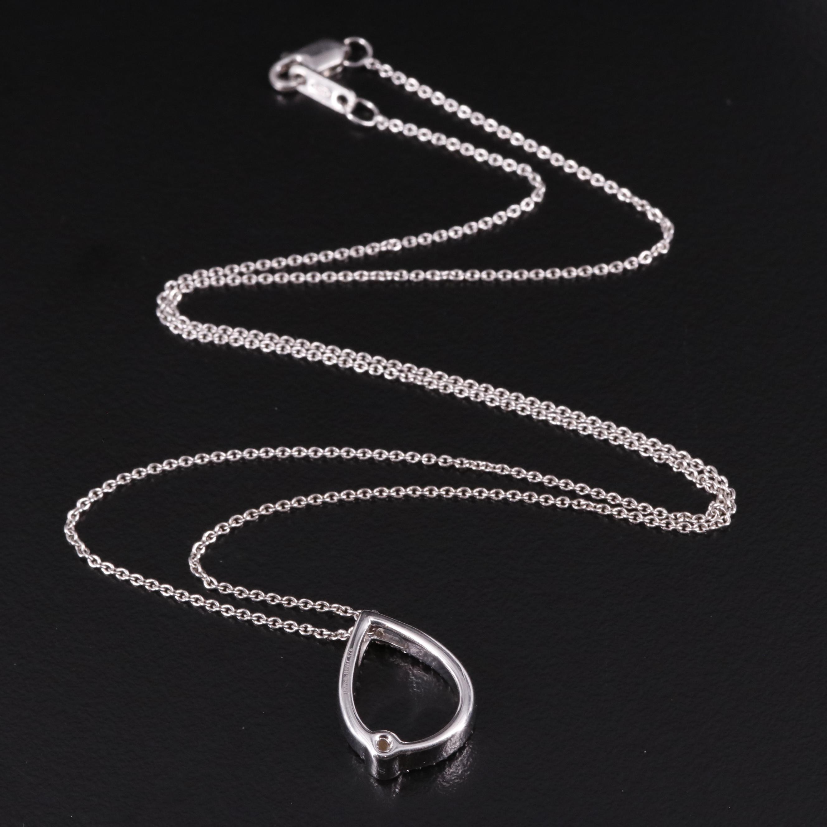 Sterling Diamond Teardrop Pendant Necklace