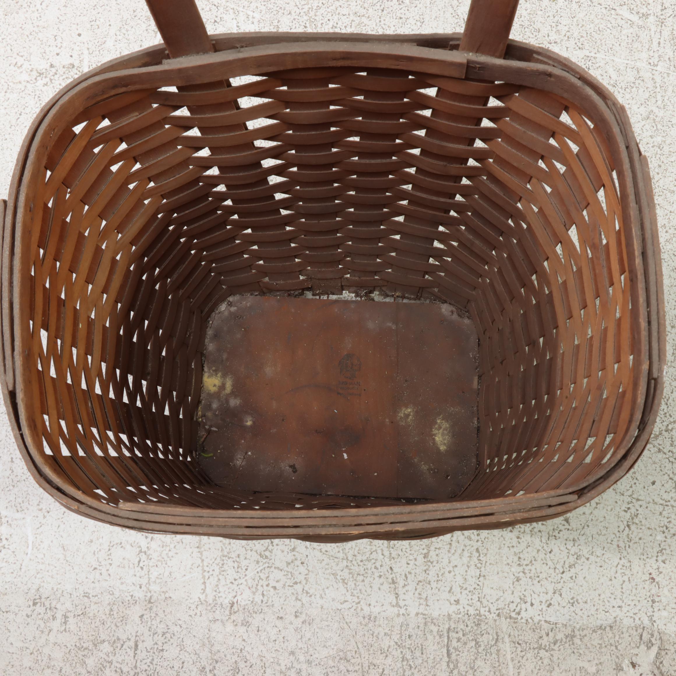 Red-Man Split Wood Grape Harvest Basket With More Wood Splint Baskets