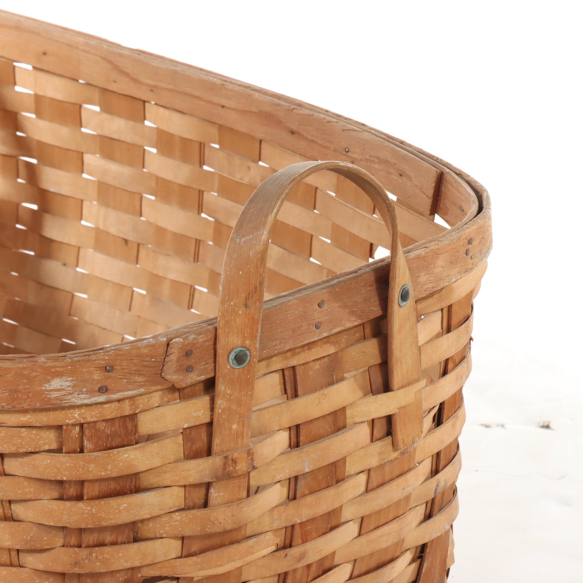 Red-Man Split Wood Grape Harvest Basket With More Wood Splint Baskets