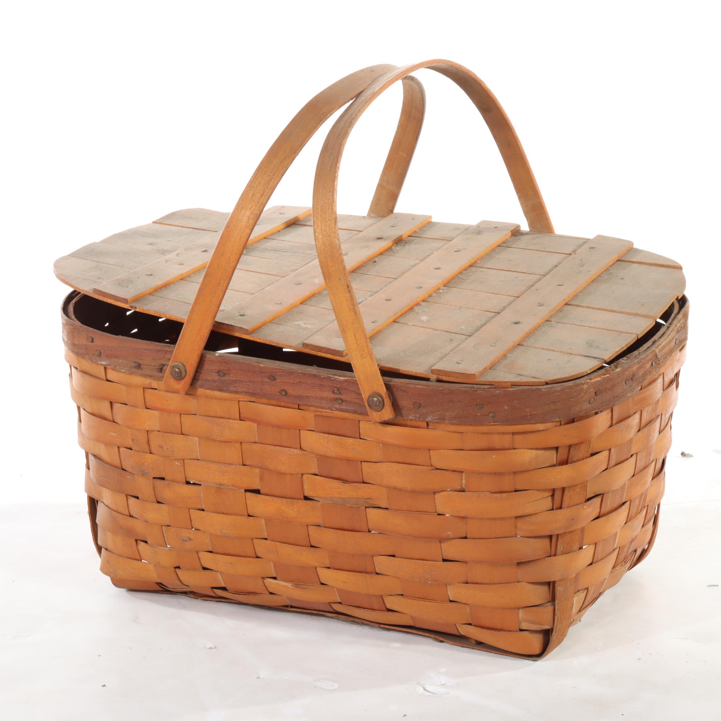 Red-Man Split Wood Grape Harvest Basket With More Wood Splint Baskets