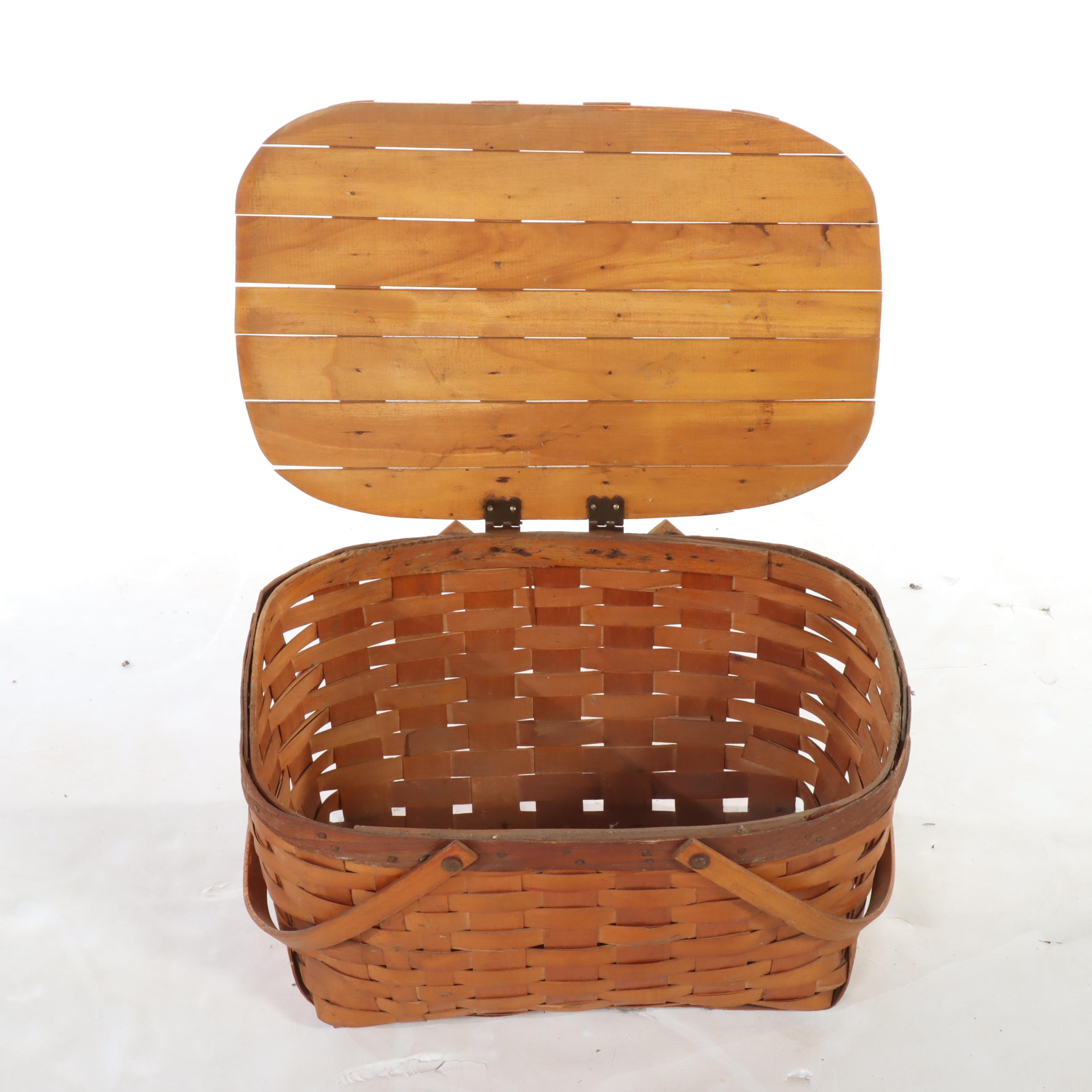 Red-Man Split Wood Grape Harvest Basket With More Wood Splint Baskets