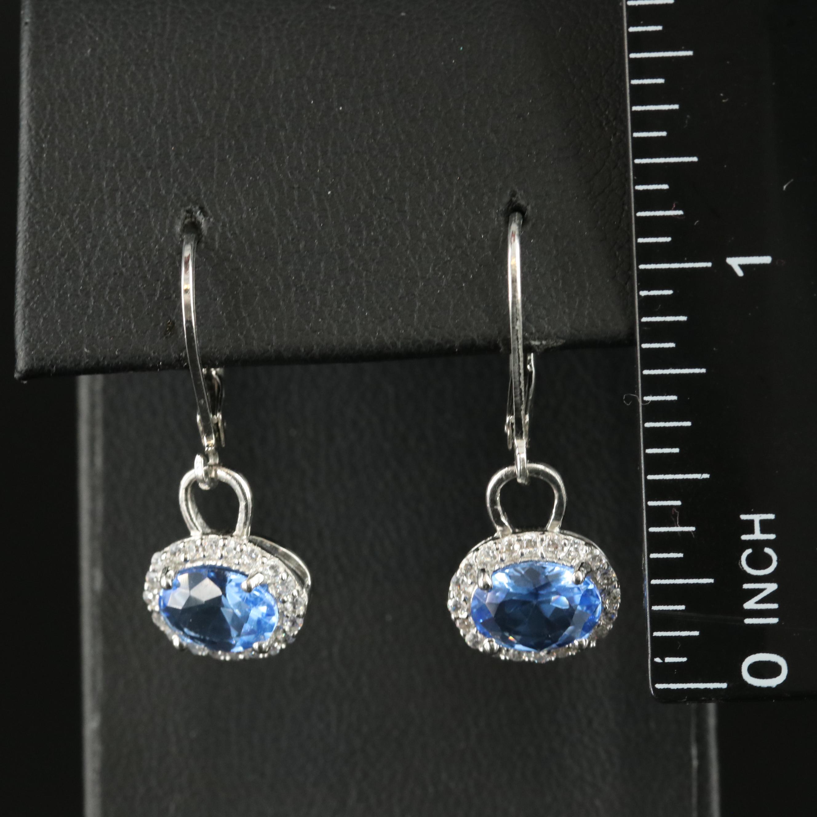 Sterling Glass and Cubic Zirconia Earrings