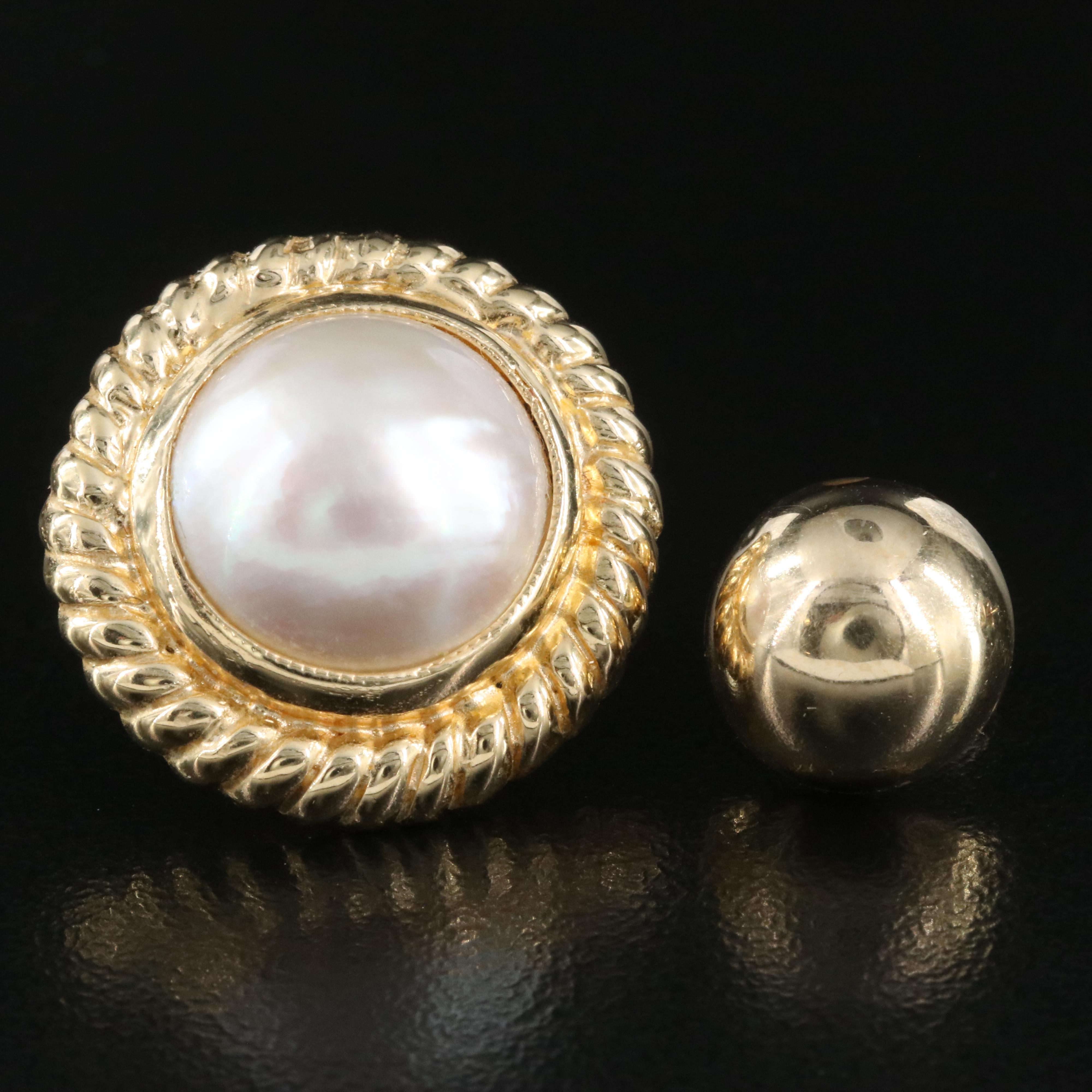 14K 13.00 mm Pearl Earrings with 10K Stud Earrings