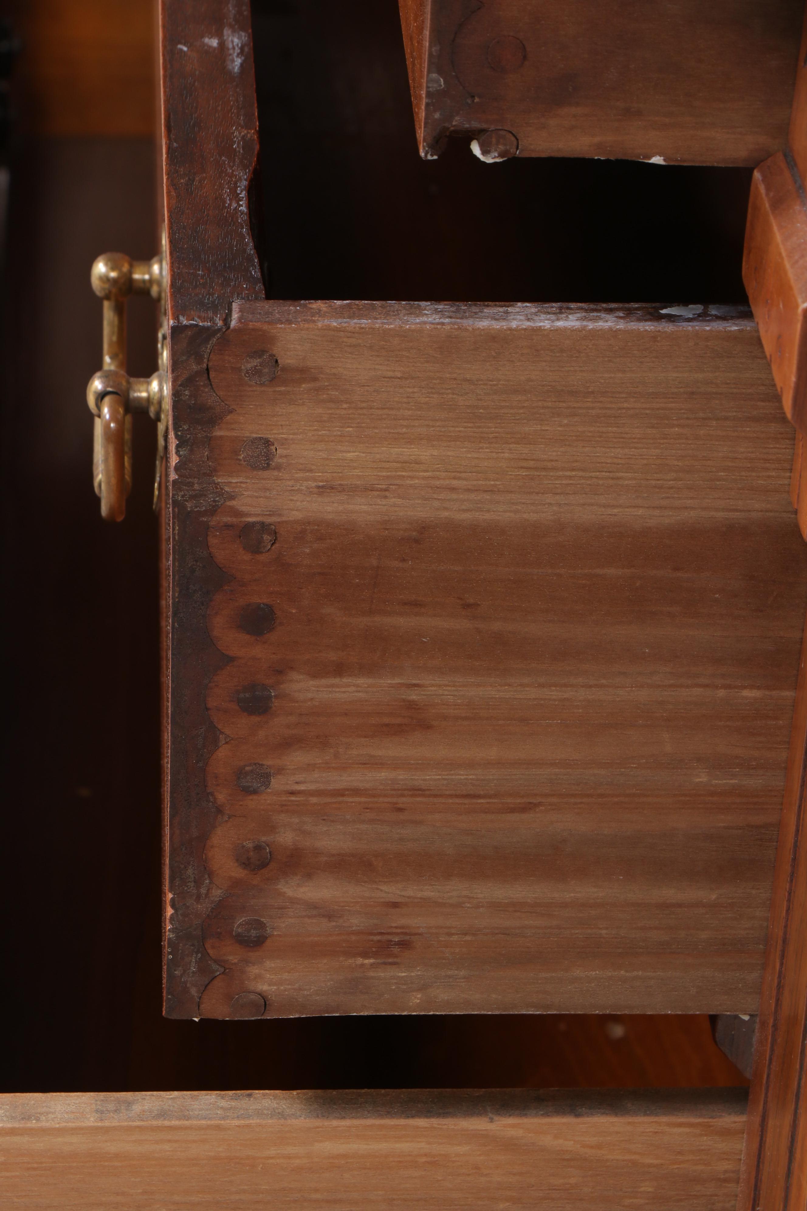 Victorian Walnut and Marble Top Five-Drawer Chest, Late 19th Century