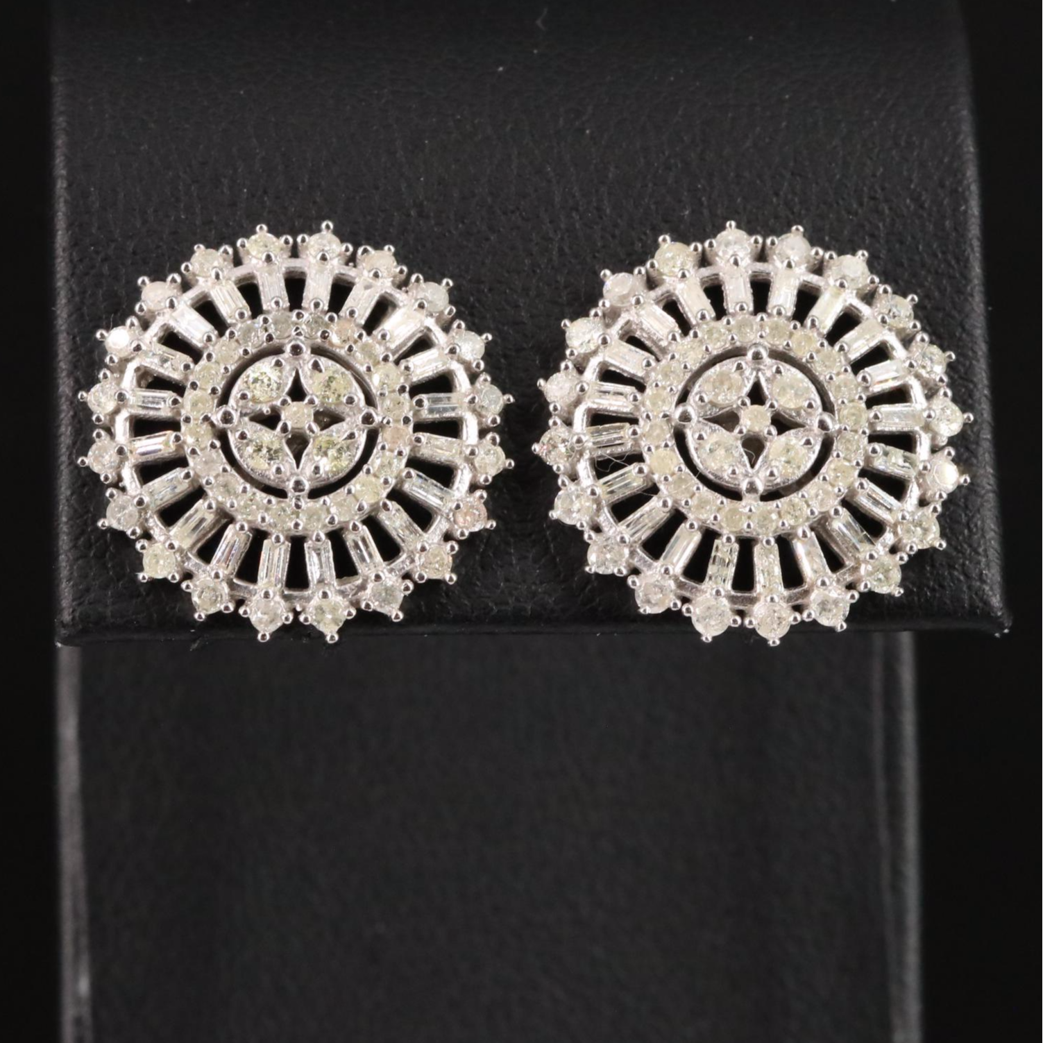 Sterling Diamond Cluster Earrings