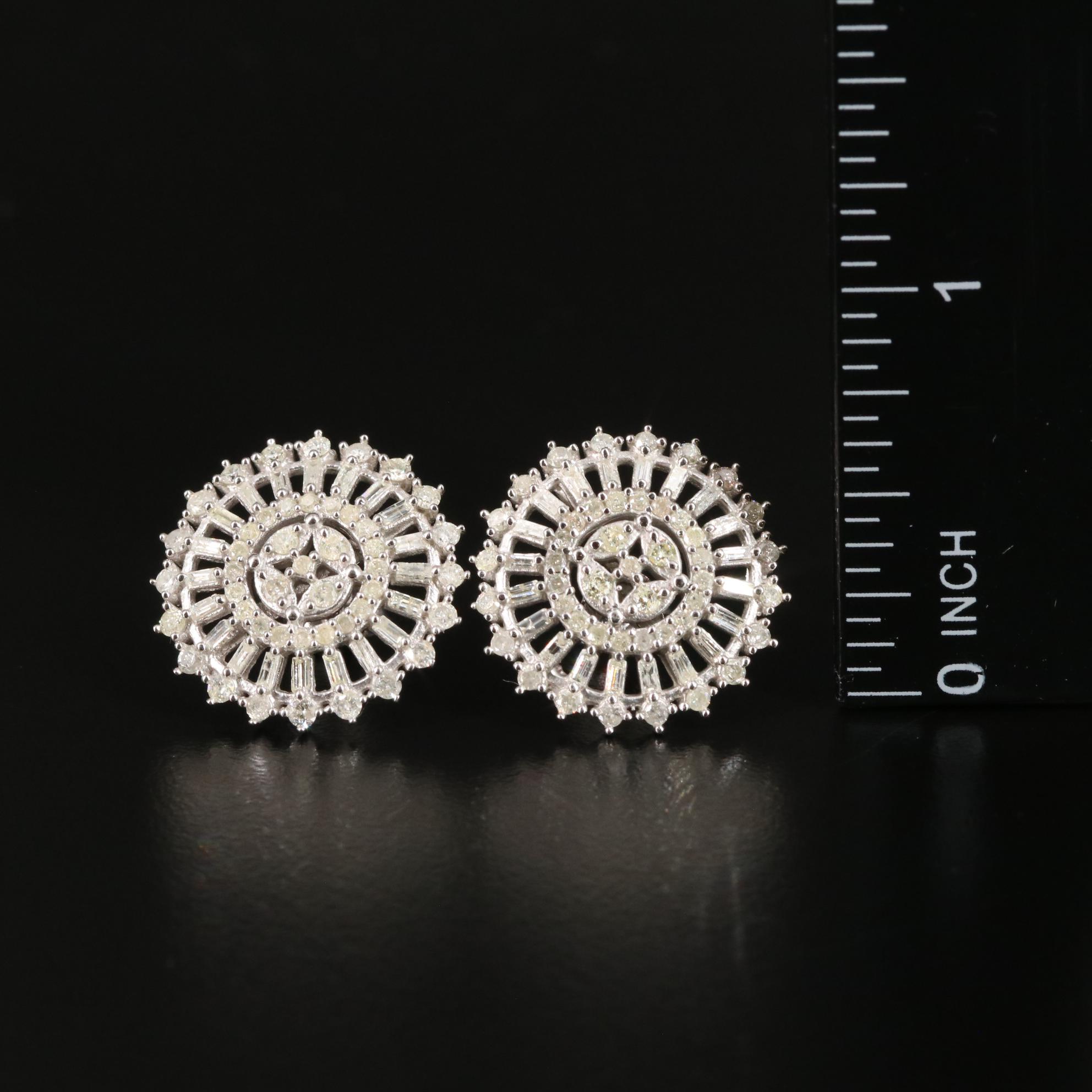 Sterling Diamond Cluster Earrings