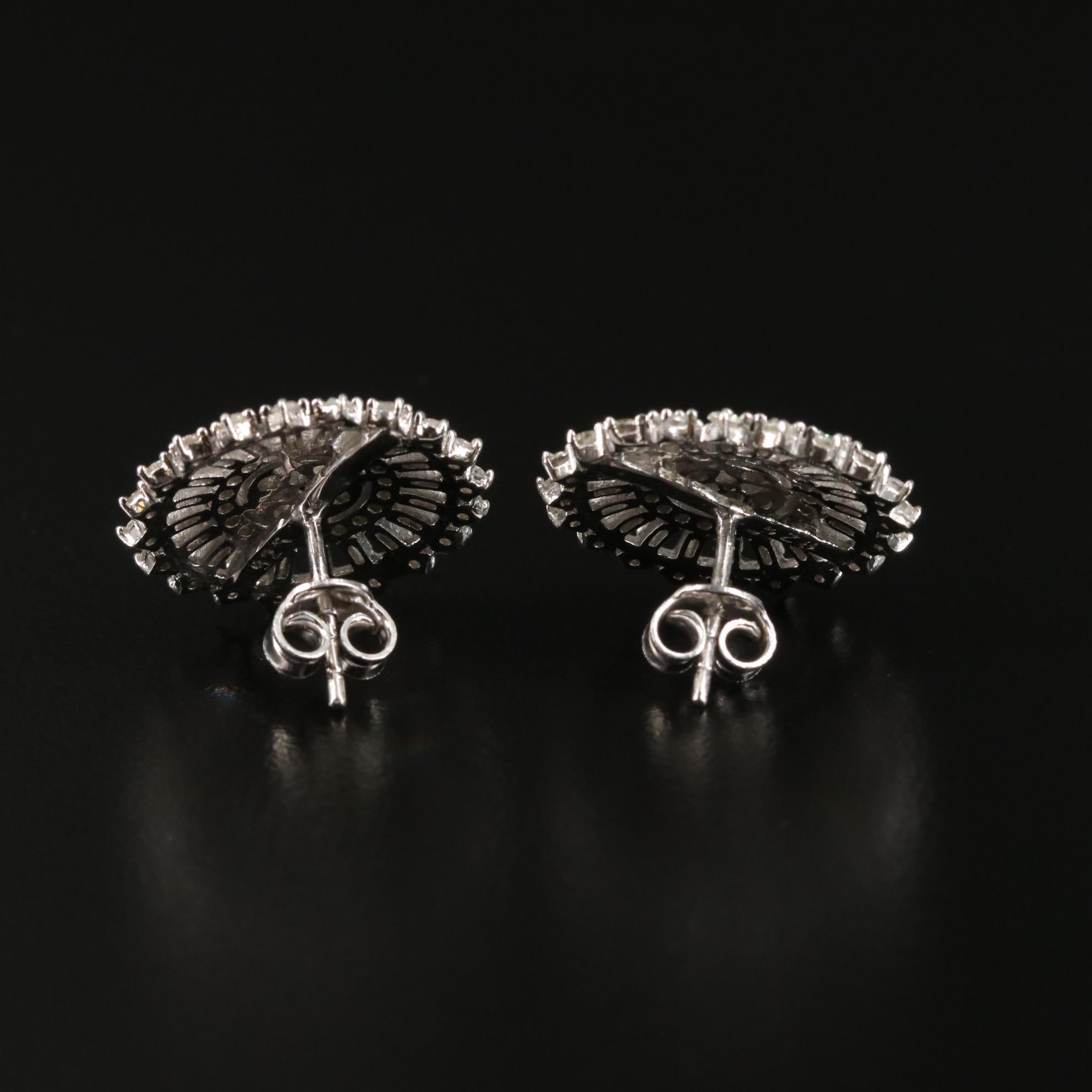Sterling Diamond Cluster Earrings