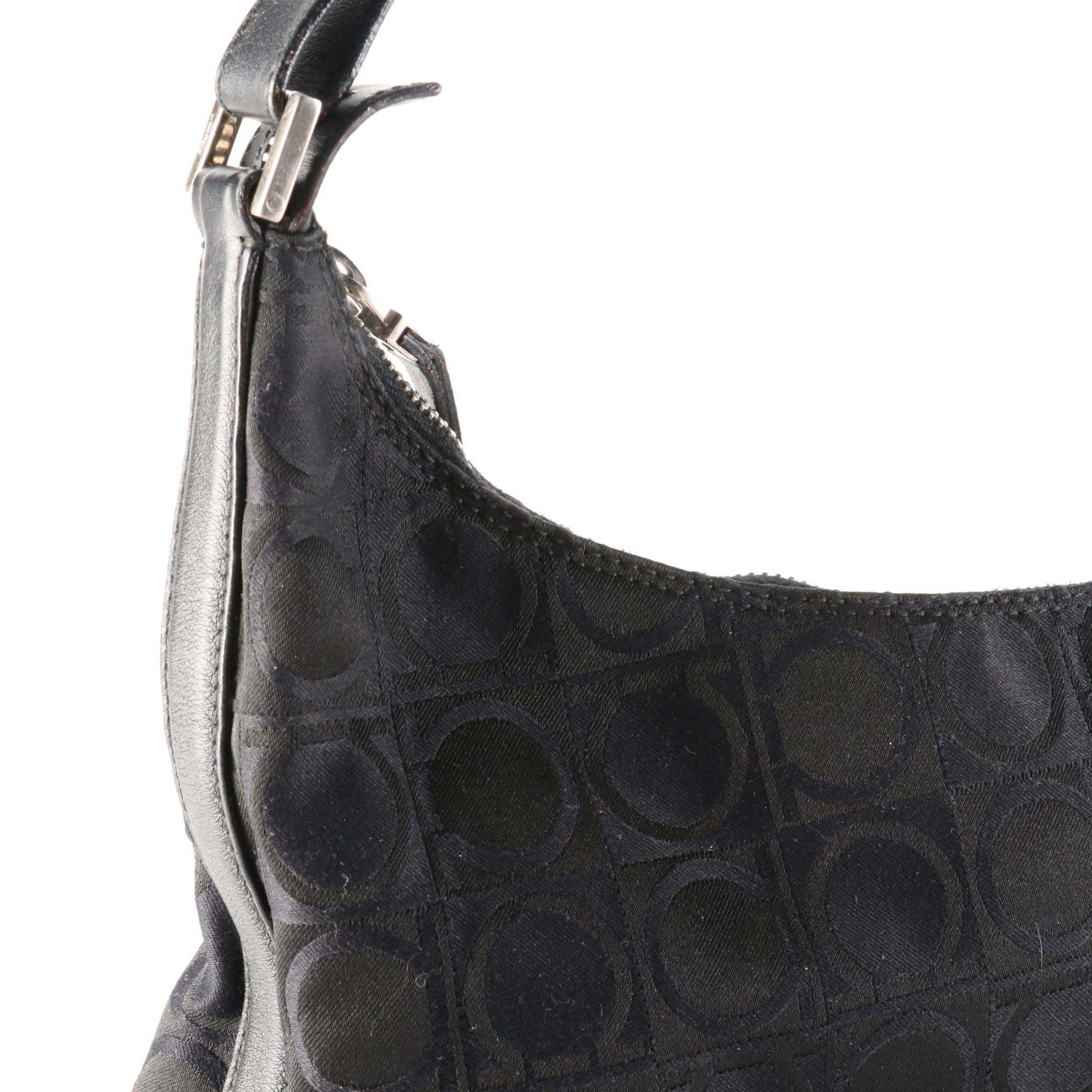 Salvatore Ferragamo Hobo Bag in Black Gancini Canvas and Leather Trim
