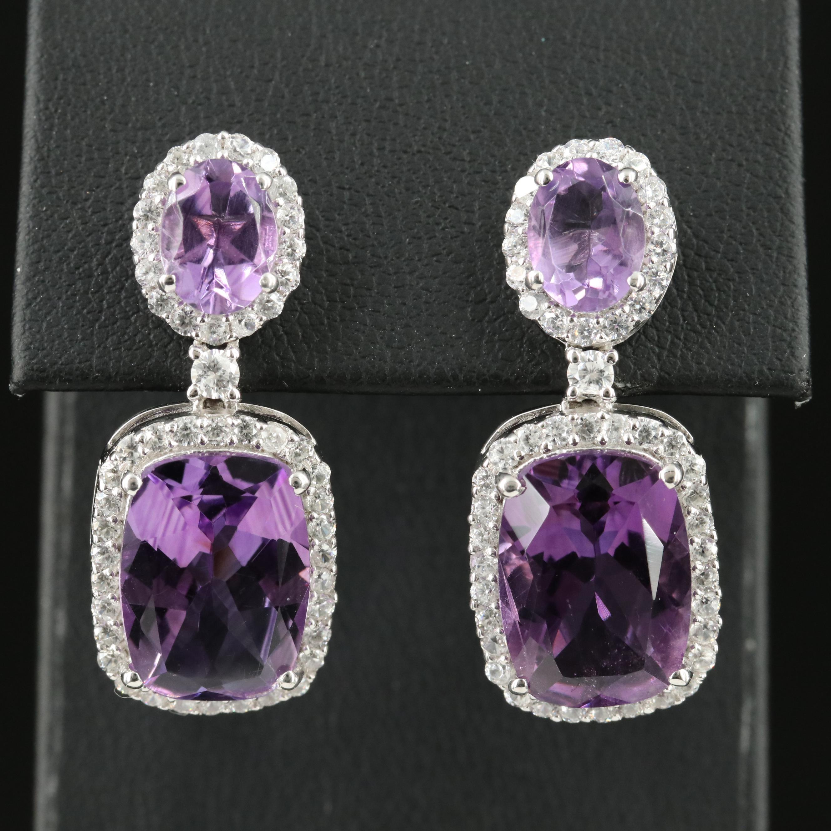 Sterling Amethyst and Topaz Earrings