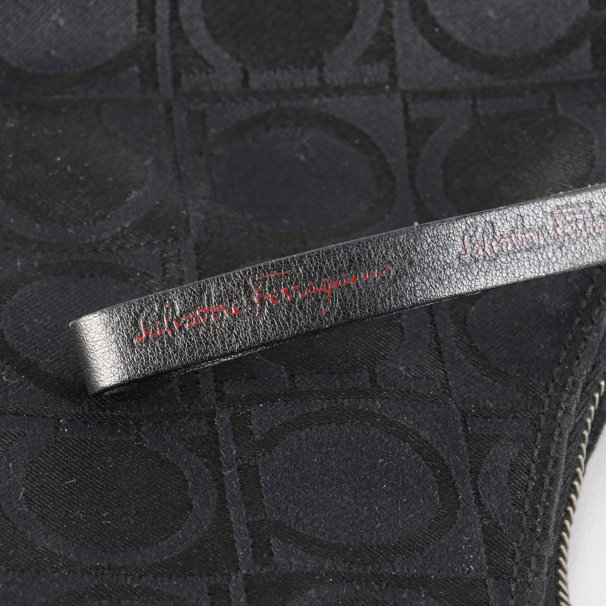 Salvatore Ferragamo Hobo Bag in Black Gancini Canvas and Leather Trim