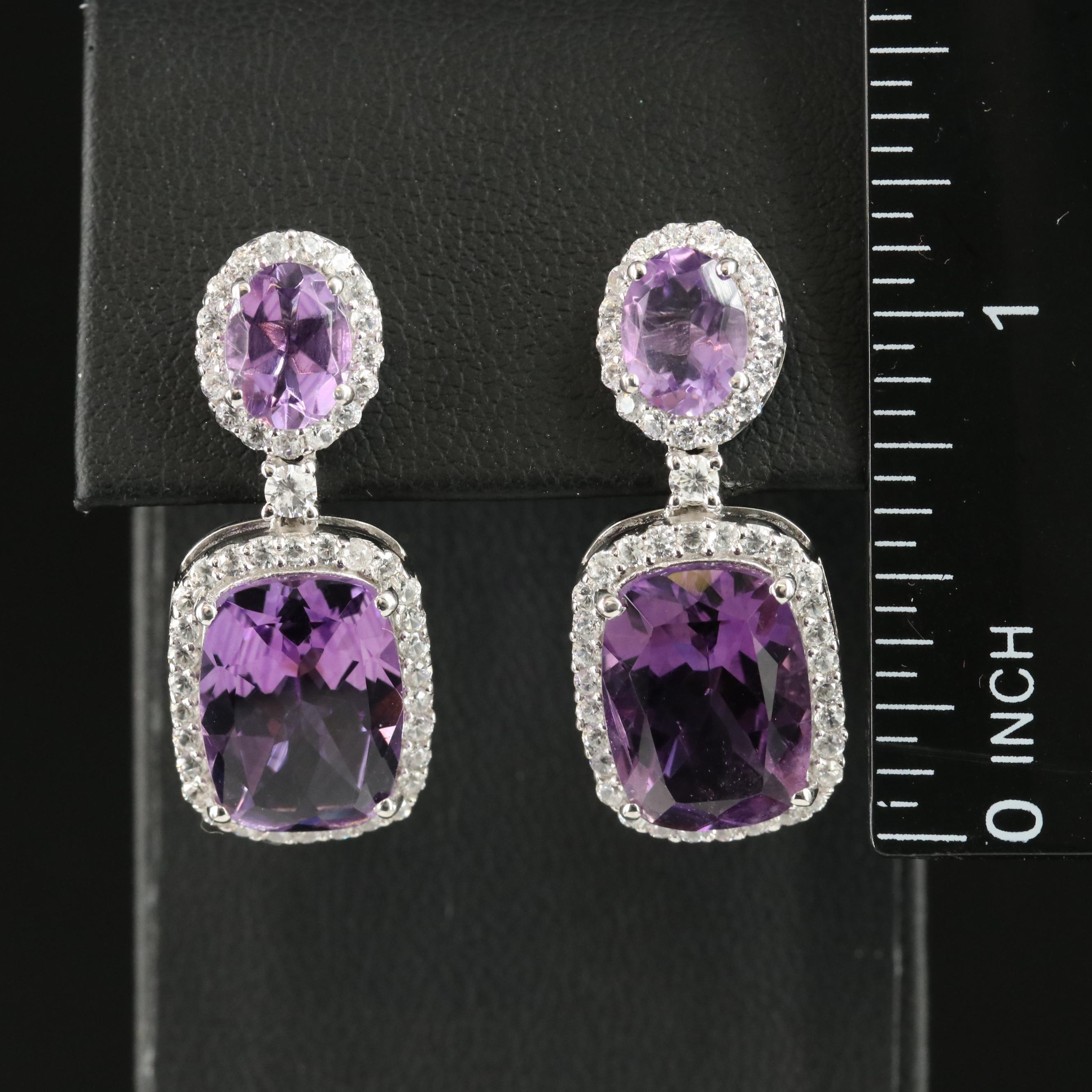 Sterling Amethyst and Topaz Earrings