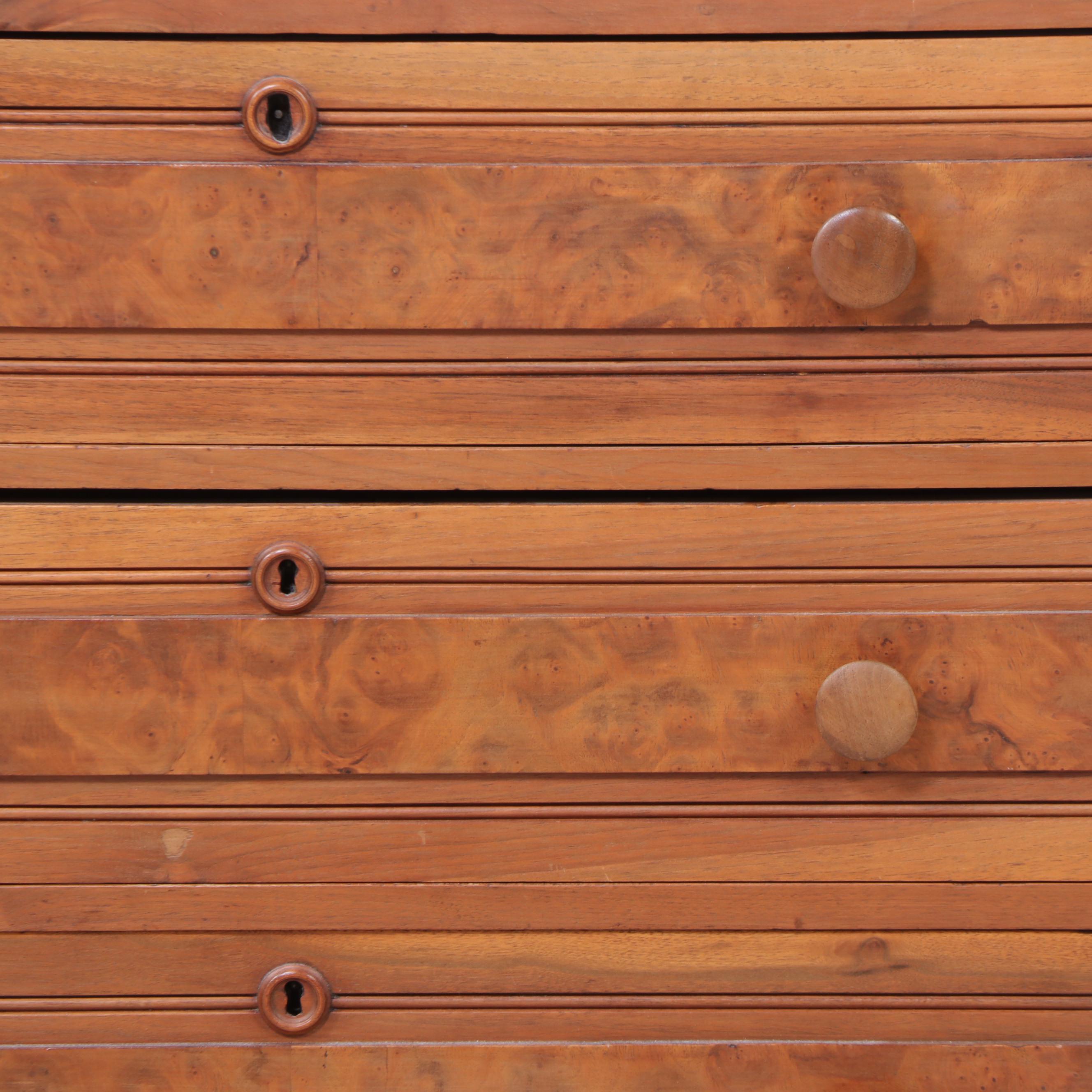 Victorian Walnut, Burl Walnut, and White Marble Three-Drawer Chest
