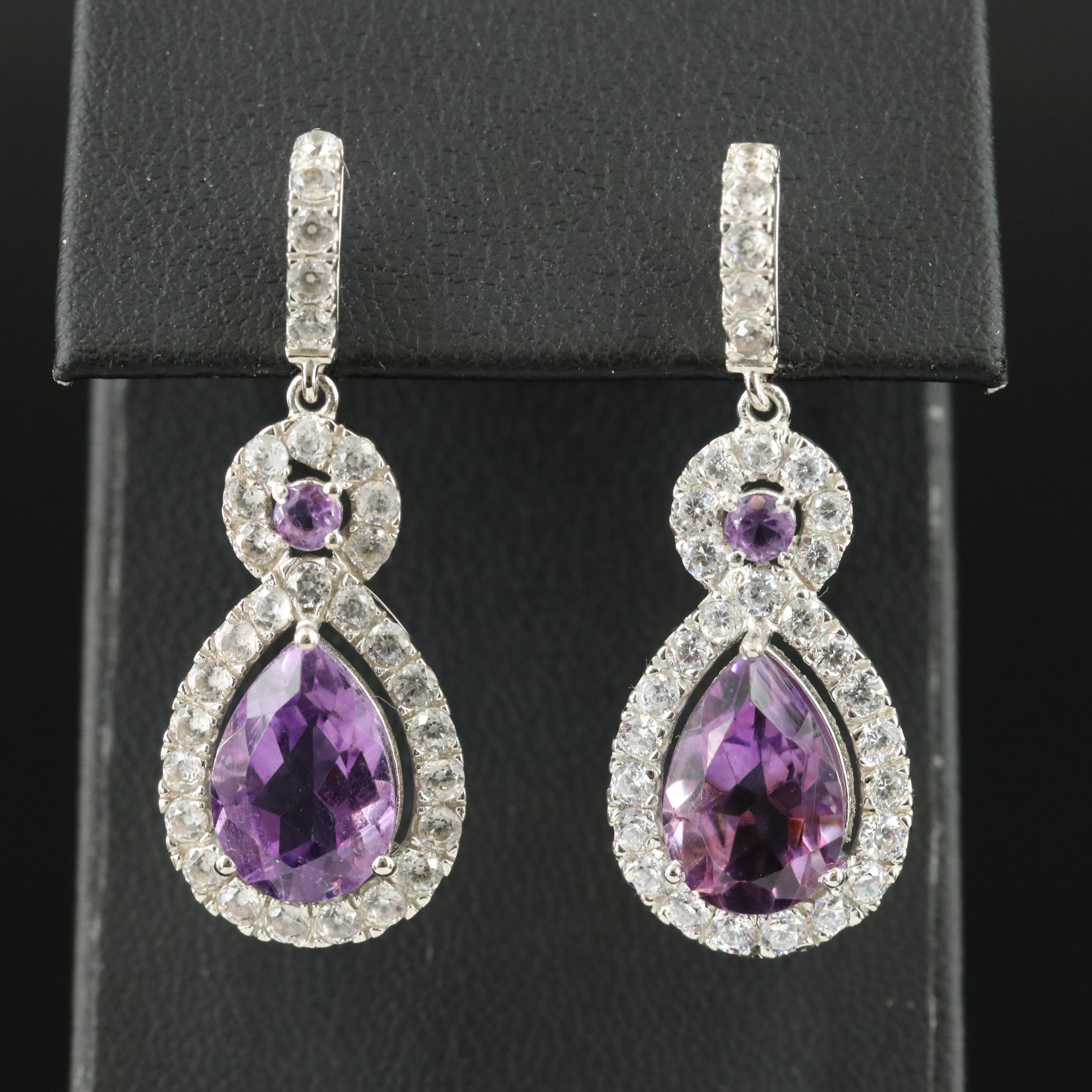 Sterling Amethyst and Zircon Earrings