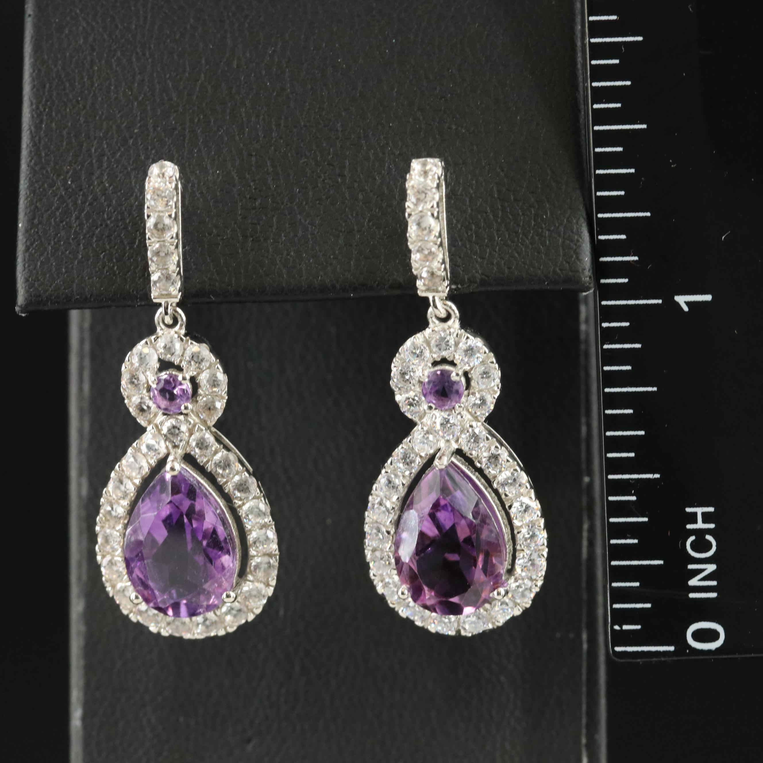 Sterling Amethyst and Zircon Earrings