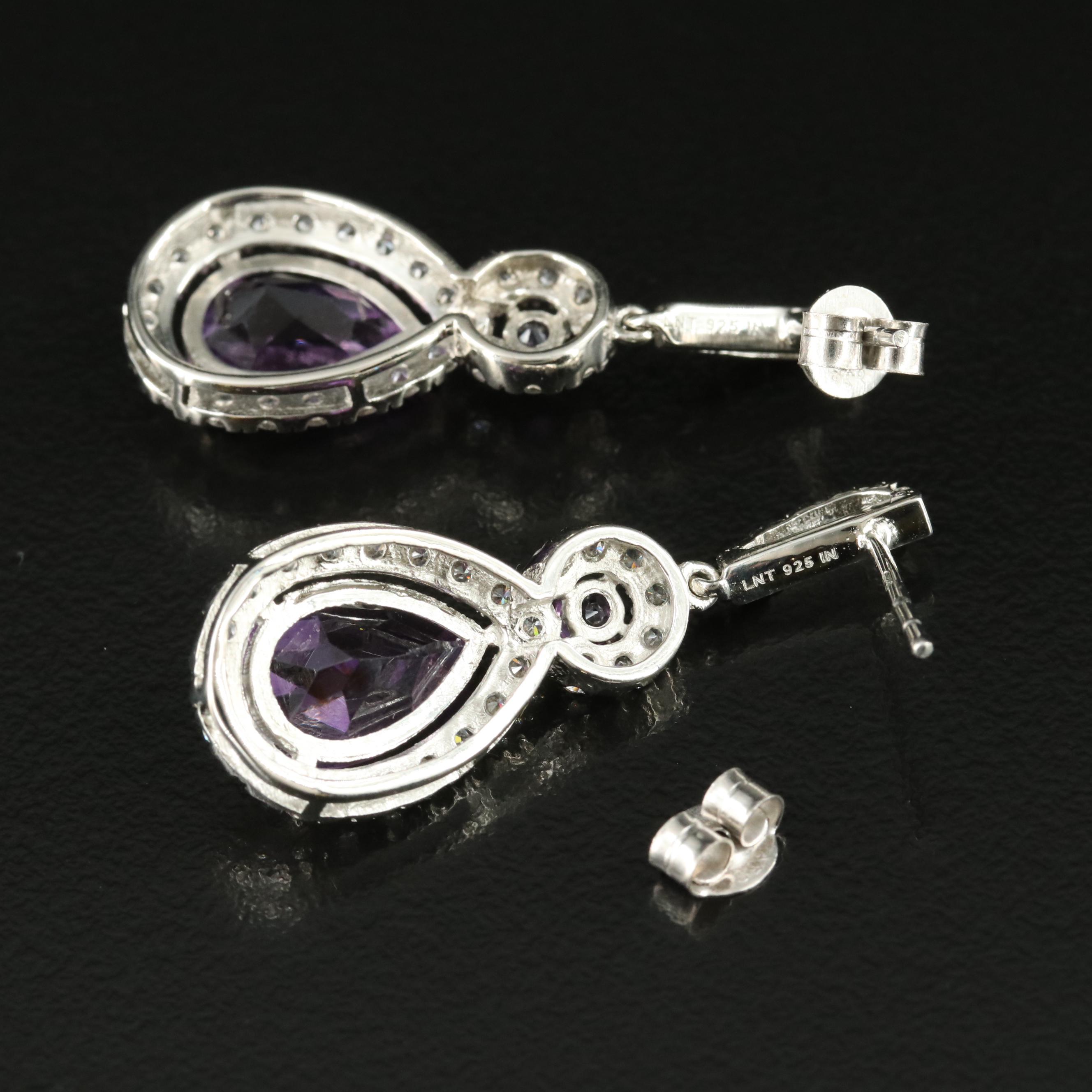 Sterling Amethyst and Zircon Earrings