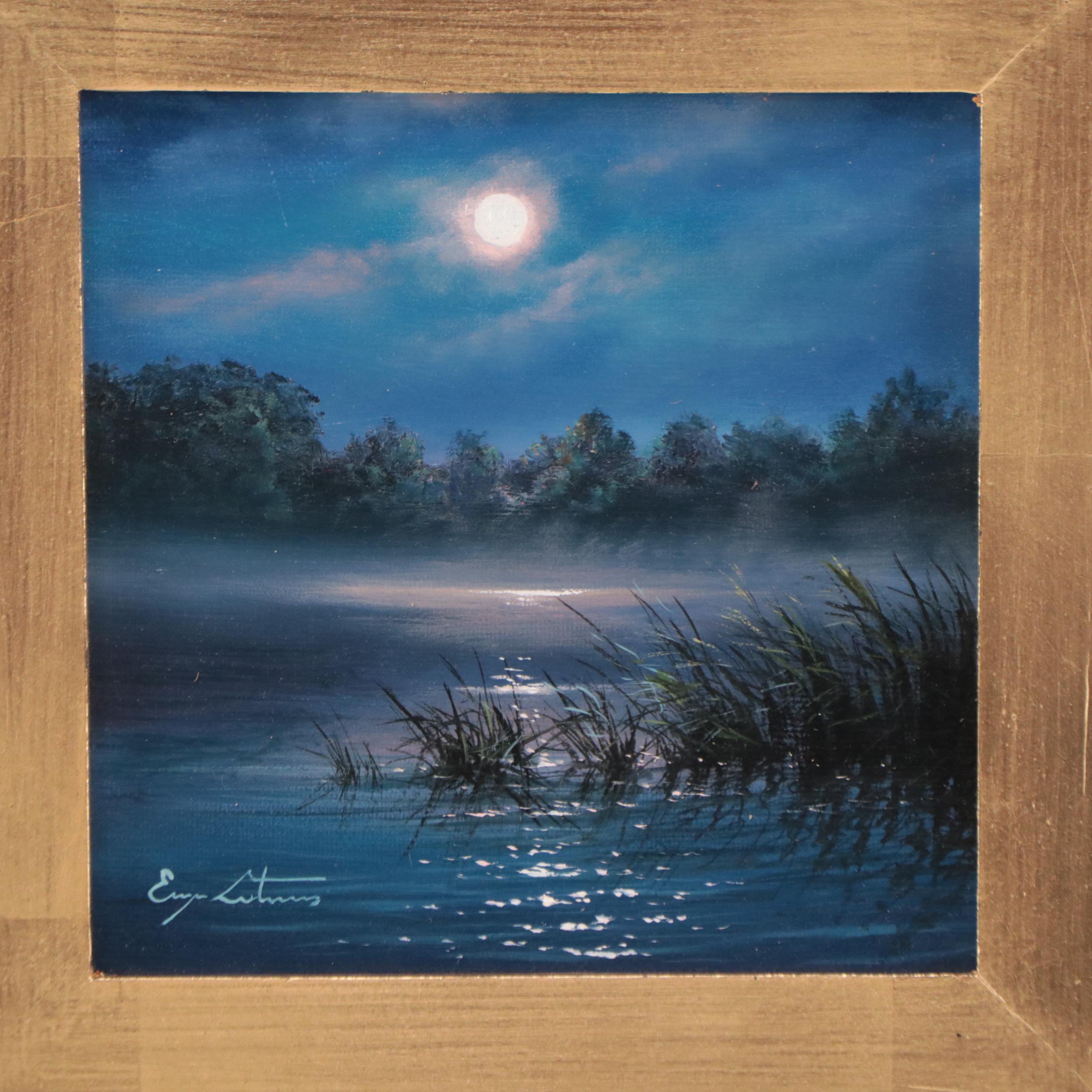 Jevgenijus Litvinas Oil Painting "Moonlight," 2023