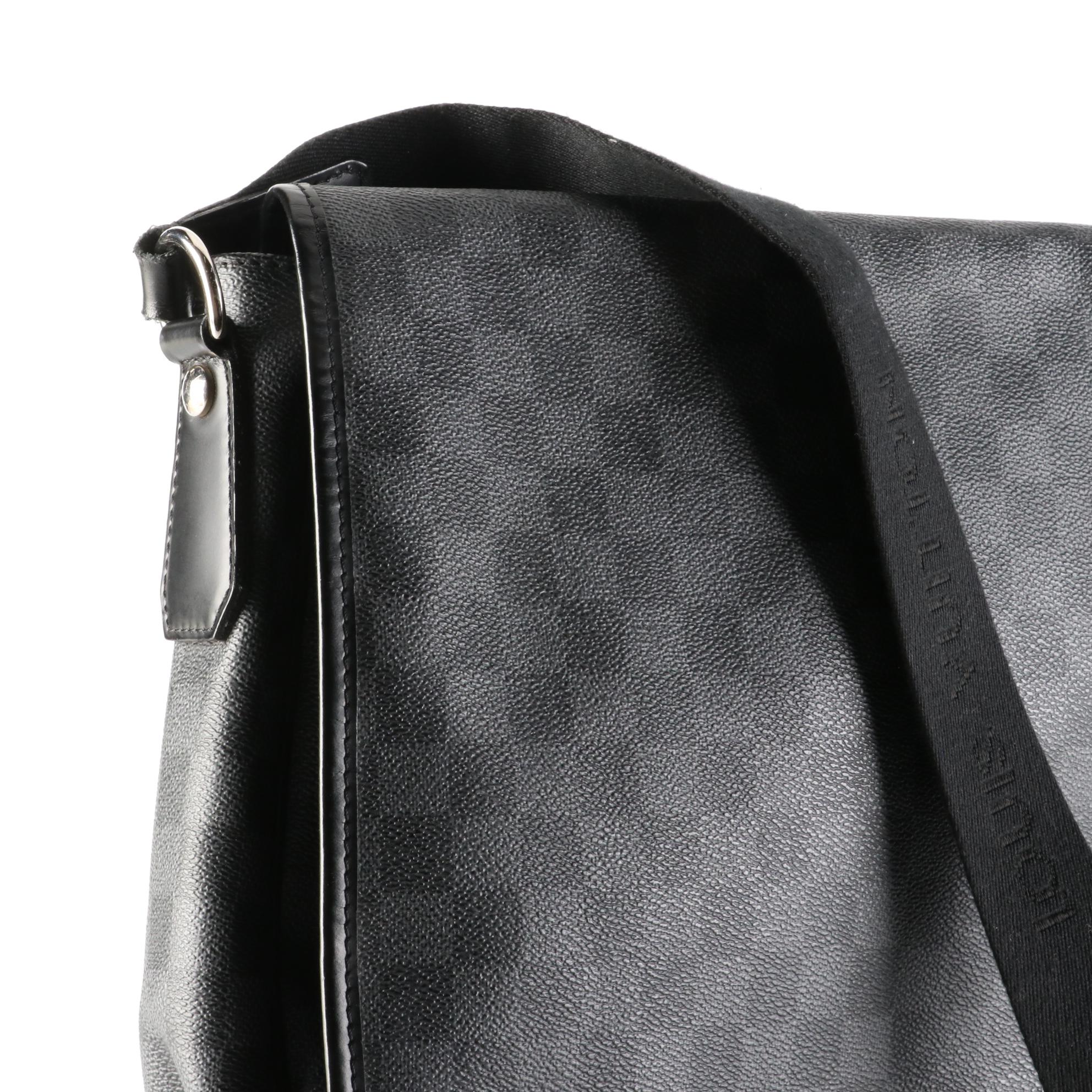 Louis Vuitton Renzo Messenger Bag Damier Graphite Canvas and Black Leather